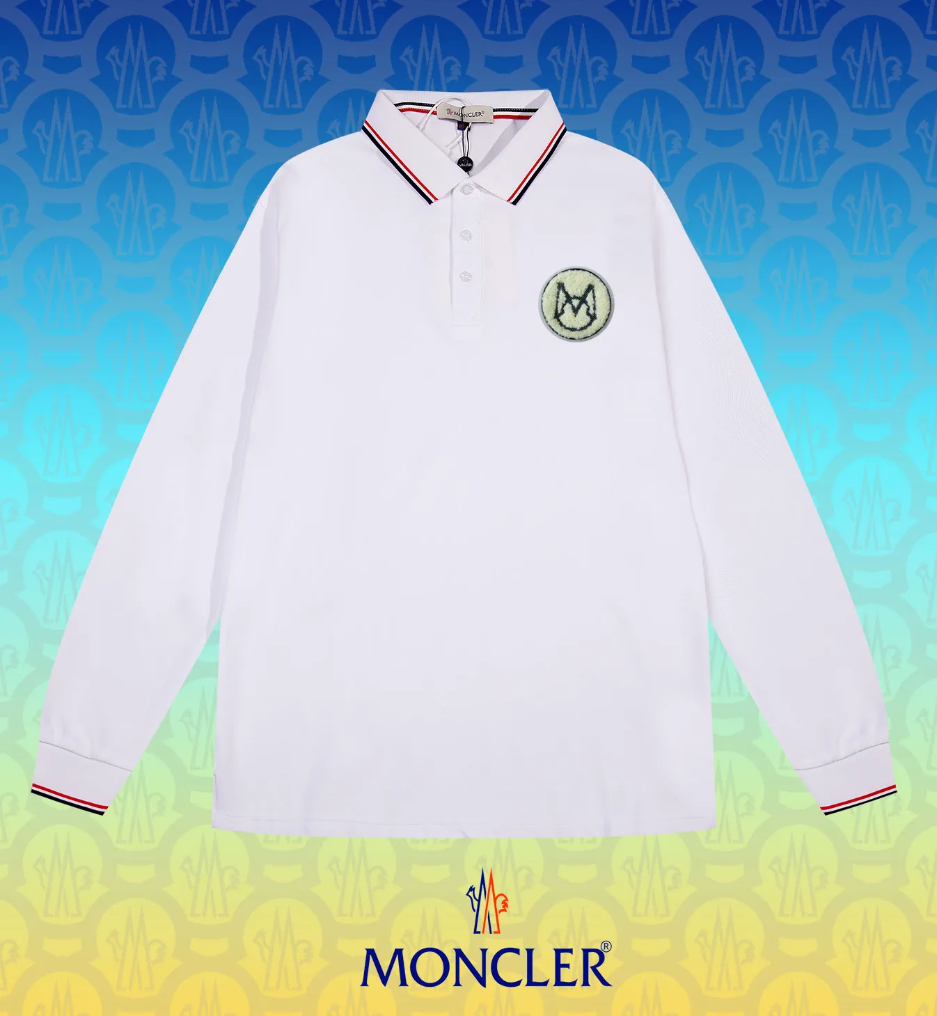 P200 New in stock】𝐌𝐎𝐍𝐂𝐋𝐄𝐑~Mengkou #2024 Early spring new high-quality lapel long-sleeved POLO shirt, counter-customized fabrics with high breathability and comfort, impeccable details, the brand's simple element design concept, reflecting high quality. It feels delicate and soft! It presents a casual cut and the upper body shape is great! The chest is filled with three-dimensional embroidery of the brand LOGO to highlight quality and luxury. Color: black, white Size: M~L~XL~2XL~3XL