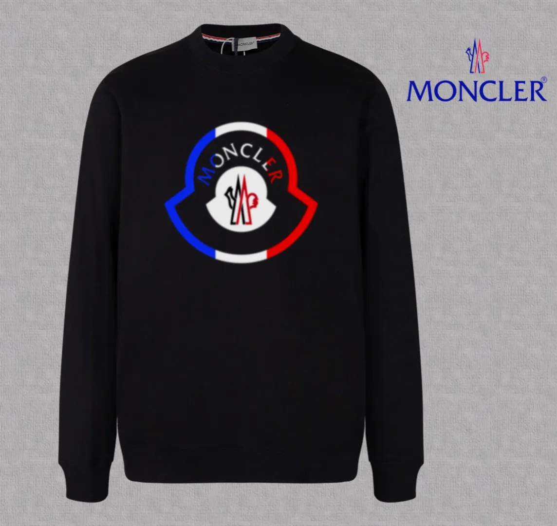 P210 High-version sweatshirt) [Long-term stock] 〖𝐌𝐎𝐍𝐂𝐋𝐄𝐑~Mask〗 Made of 440g heavy-weight fabric. It is different from the market currency. It can be matched with any variety and is properly handsome. 😎The whole dress is made of double waistcoats. The double waistcoats make the whole dress more three-dimensional. Not ordinary factories can do such fine work. 2025 Spring runway version of the T stage, on sale at the counter, round neck terry sweatshirt, high-end double-strand pure cotton, custom-made stretch ribs, dyed in the same vat, complete with three standards, matched with exquisite embroidered LOGO on the chest, simple and advanced, same style for men and women. Color: black, apricot, white, size: S M L XL 2XL