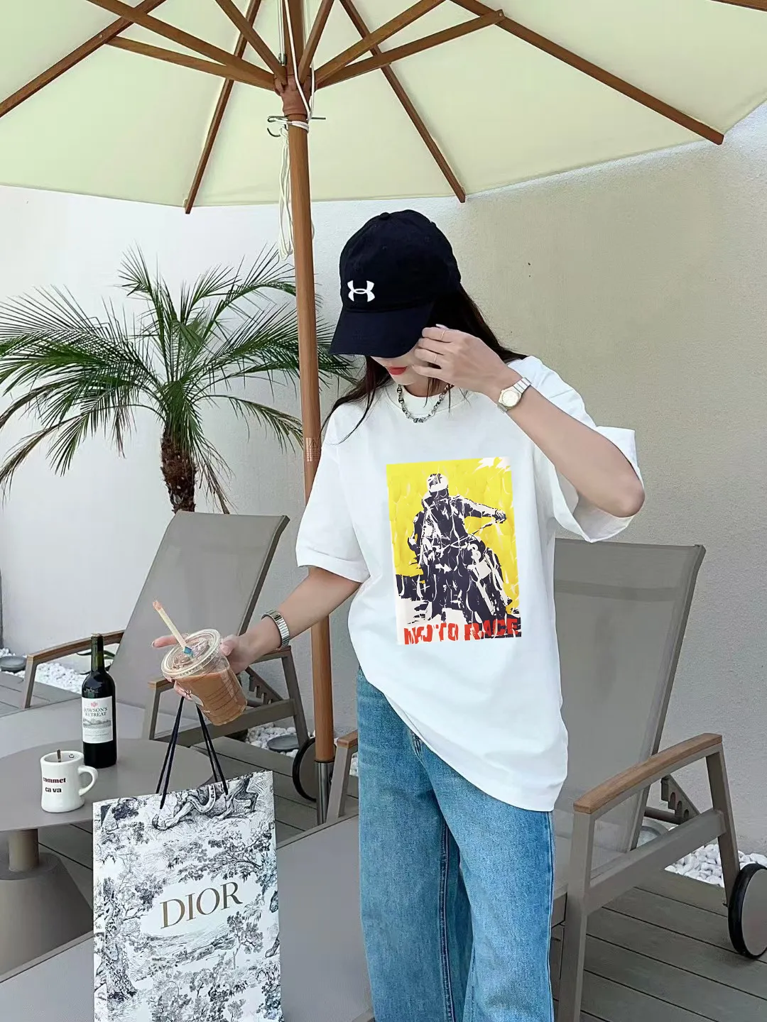 P140 [MONCLER] 2025FW short-sleeved T-shirt with badge + LOGO, high-end 26s double yarn 300g fabric, heavy fabric, custom stretcher rib, same cylinder and dye, complete three standards, same style for men and women, color: black, white, size: S M L XL 2XL