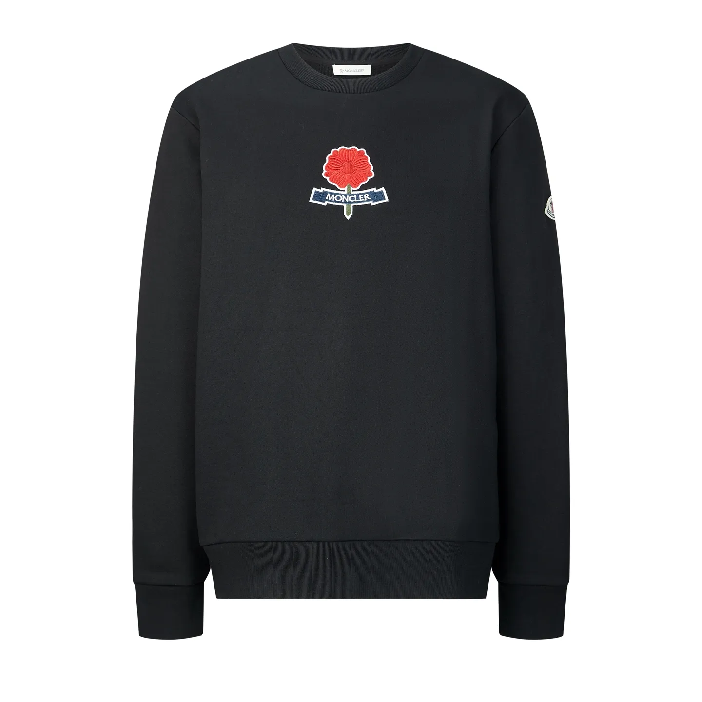 P330 Exclusive supply] Moncler flower logo round neck sweatshirt. The original version was purchased for 5,950 and developed. The fabric is made of 380g double-strand pure cotton terry. The thread is matched with 1*1 double yarn thread. Matching dyeing in the same vat. The embroidery uses 3D three-dimensional embroidery technology, and the original computer scan and print is restored 1:1. There is a brand logo icon in the middle of the flower, as well as MONCLER embroidery. This cotton-blend sweatshirt is inspired by Grenoble's coat of arms and features a floral logo patch. Pair with matching T-shirt and shorts for a casual ensemble. Round neck in cotton and modal-blend fleece with embroidered floral logo patch. Size:S/M/L/XL