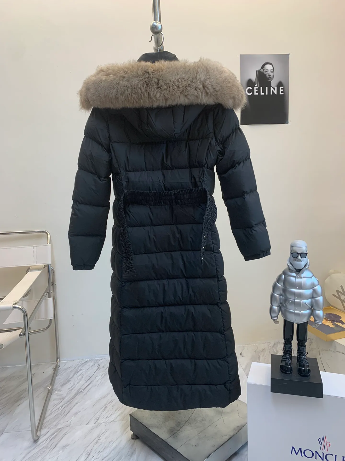 P1140 🆕❤️2️⃣0️⃣2️⃣4️⃣🆕Moncler new matte extra long fur tie hood down jacket fudson walking warm quilt Color: Black Size: 00.0.1.2