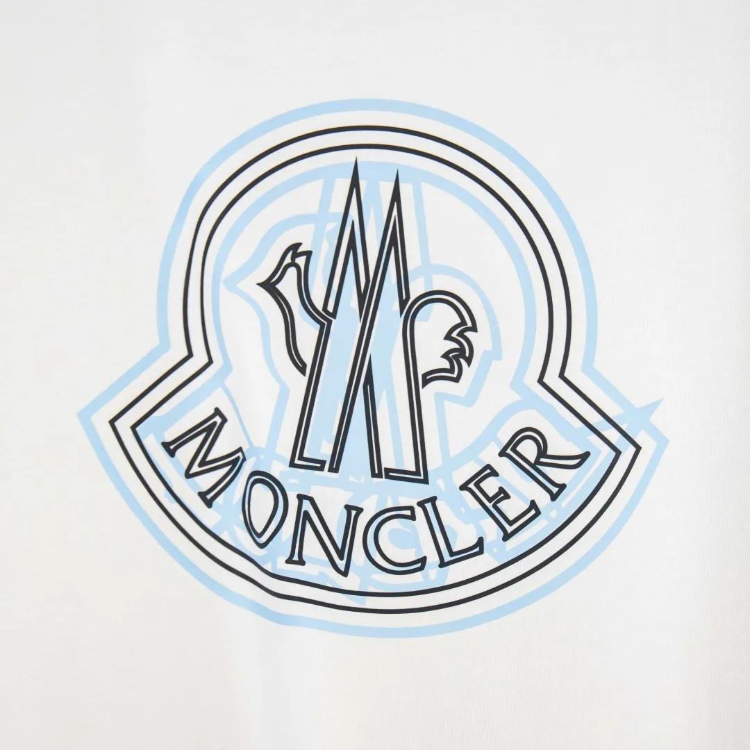 P190 💰 zp version [exclusive supply] MONCLER/muzzled 300g round neck short-sleeved T-shirt brand classic ghosting offset printing letter LOGO embossing process official synchronization high version high quality fashion personality versatile trend pure original quality original fabric hang tag collar label washed wheat three standard complete color: black. white. Size: S M L XL XXL No.: WS10010