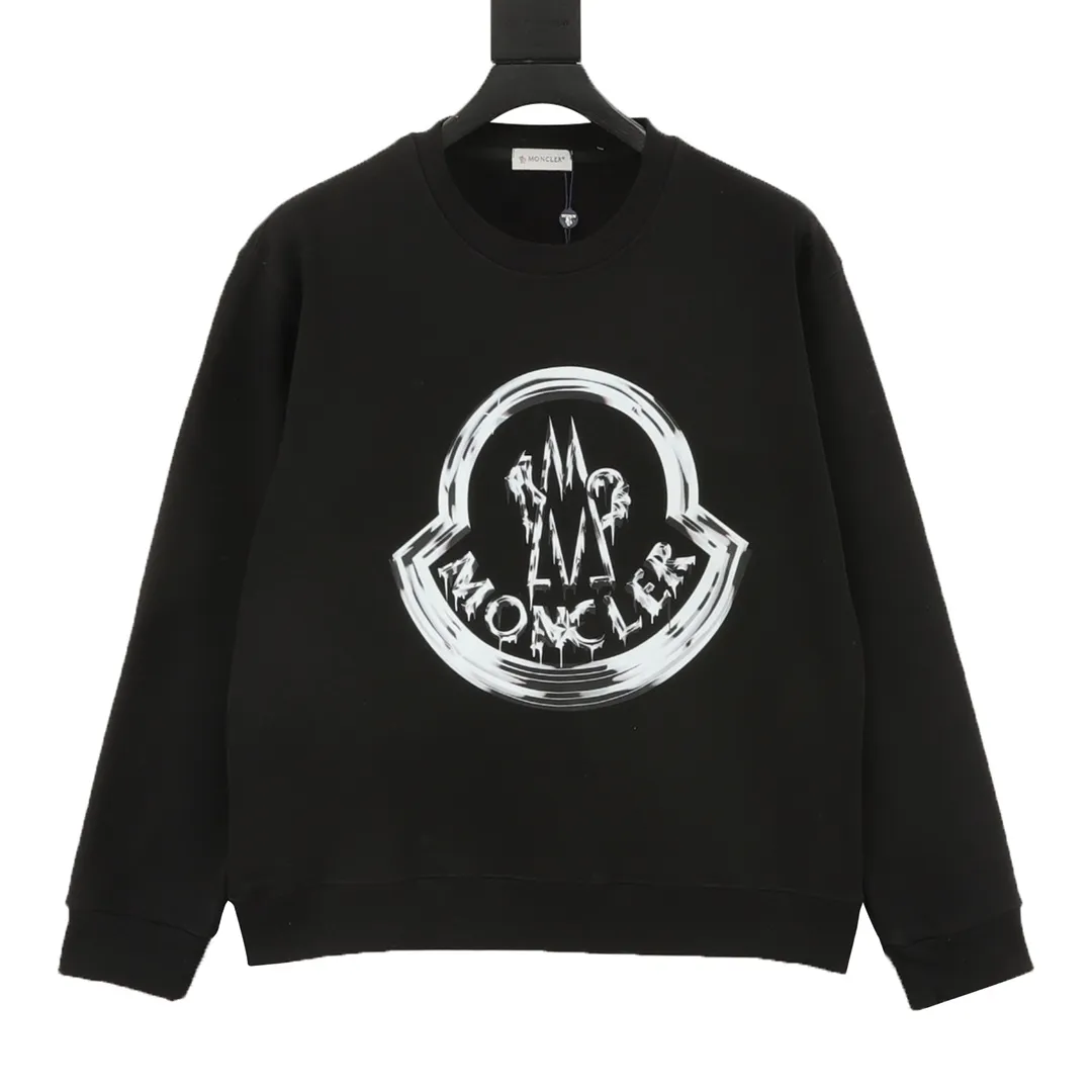 P460 Moncler 25FW graffiti logo round neck sweatshirt 480g high-grade combed cotton fabric Counter collar label Purchasing grade white thick plate hang tag Original hanging grain Three-dimensional foam printing on the front and back Strong sense of layering Same style for men and women Couple style Oversize version Loose Size: S-XL
