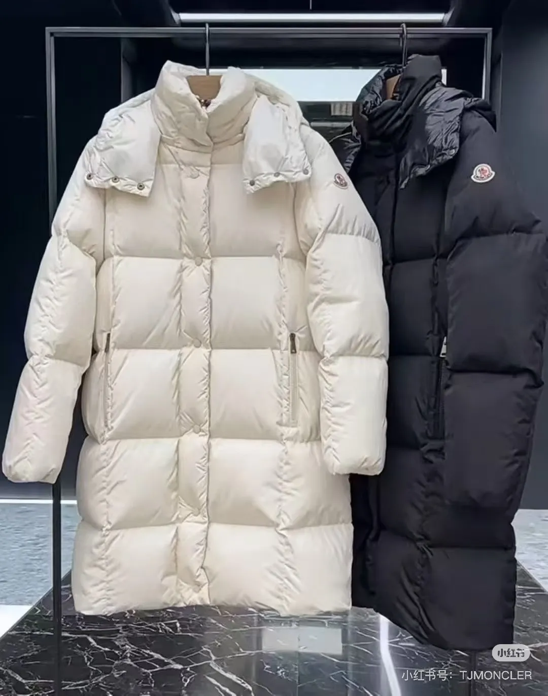 P1020 moncler women's mid-length mask, color: black, white size: 0123🐎