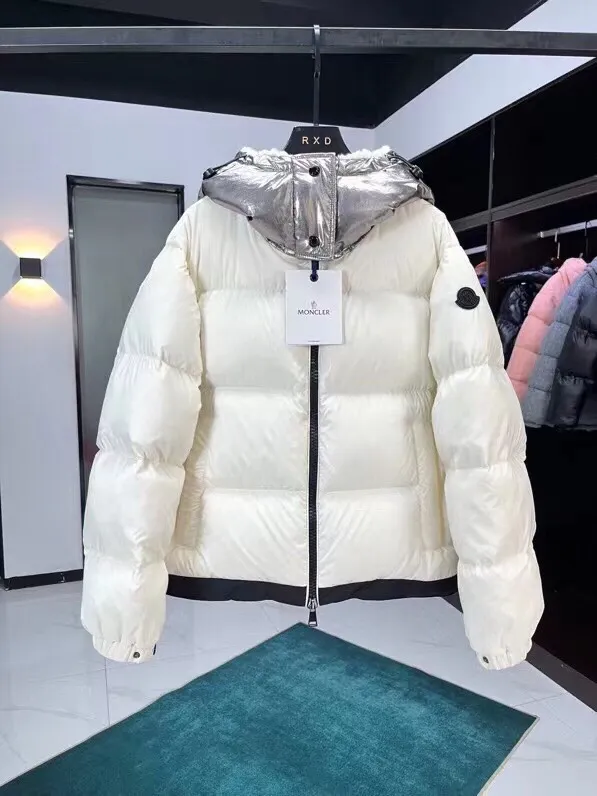P640 Moncler/Moncler Autumn and Winter New Bufonie Series Women's Ivory White Nylon Down Jacket White Lamb Wool Splicing Hood 012