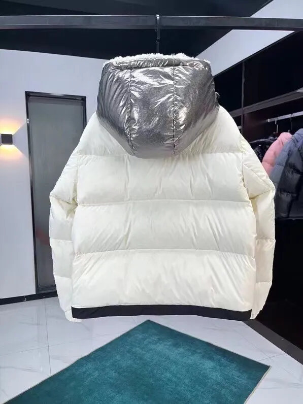 P640 Moncler/Moncler Autumn and Winter New Bufonie Series Women's Ivory White Nylon Down Jacket White Lamb Wool Splicing Hood 012