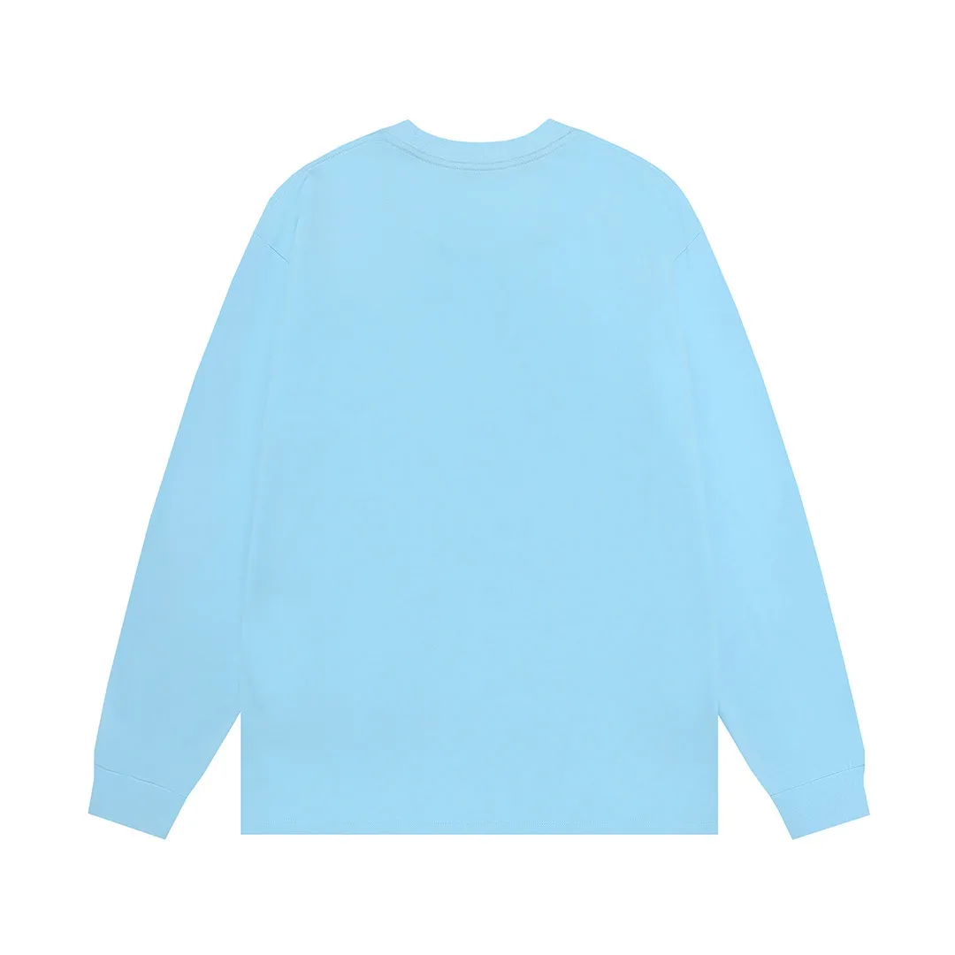 P180 Moncler 2025 new model, light luxury, classic printed letter logo, same style for men and women, long-sleeved T-shirt ·Customized 300g 100% double yarn pure cotton fabric ·Dyeing 32 counts double-strand thread ·Collar label, hangtag, main mark and three labels complete Color: blue Size: XS S M L