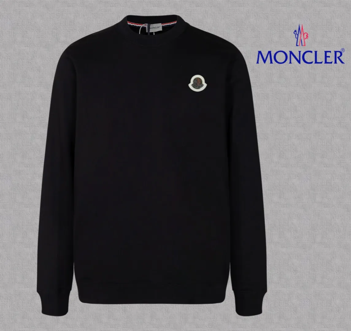 P210 High-version sweatshirt) [Long-term stock] 〖𝐌𝐎𝐍𝐂𝐋𝐄𝐑~Mask〗 Made of 440g heavy-weight fabric. It is different from the market currency. It can be matched with any variety and is properly handsome. 😎The whole dress is made of double waistcoats. The double waistcoats make the whole dress more three-dimensional. Not ordinary factories can do such fine work. 2025 Spring runway version of the T stage, on sale at the counter, round neck terry sweatshirt, high-end double-strand pure cotton, custom-made stretch ribs, dyed in the same vat, complete with three standards, matched with exquisite embroidered LOGO on the chest, simple and advanced, same style for men and women. Color: black, apricot, white, size: S M L XL 2XL