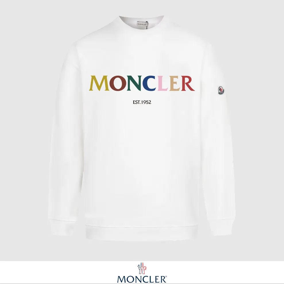 P240 Recommend the most popular Moncler masked 380g printed terry crew neck sweatshirt. Breathable pure cotton fabric. The texture is very soft and comfortable. No shrinkage, no deformation, no pilling). Original customized accessories. Collar label. Wash mark. Hang tag. Packaging (perfect details). Color: White. Black. Size: XS S M L.