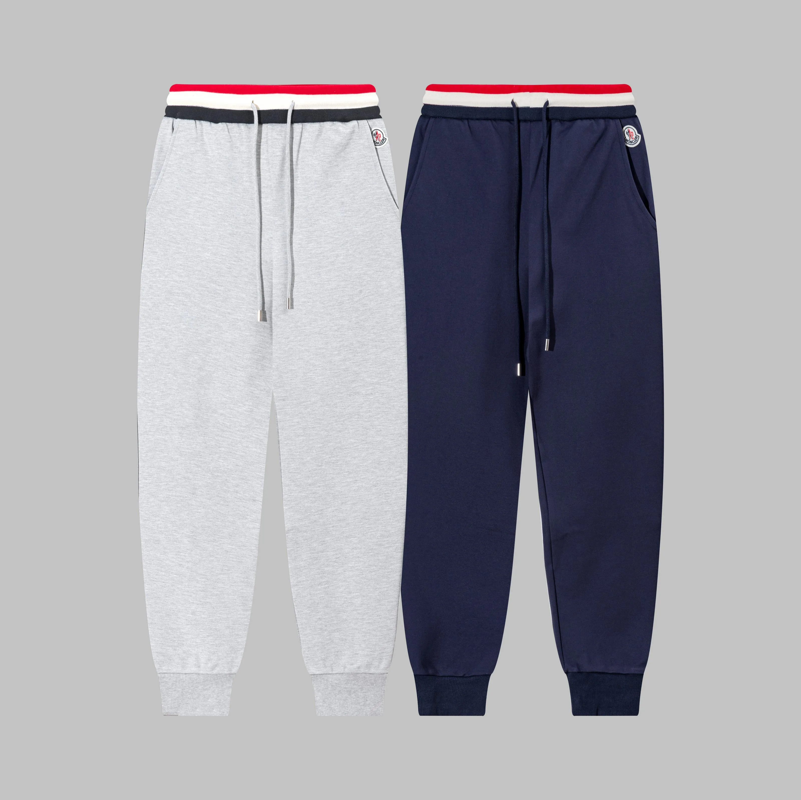P230 MONCLER/muzzle Custom fabric suit casual sweatpants Simple arm brand LOGO small badge threaded trousers technology Official synchronization High version High quality Fashion personality Versatile trend Pure original quality Original fabric Hang tag Collar label Washed wheat Complete three standards Color: blue. Gray. Size: S-2XL