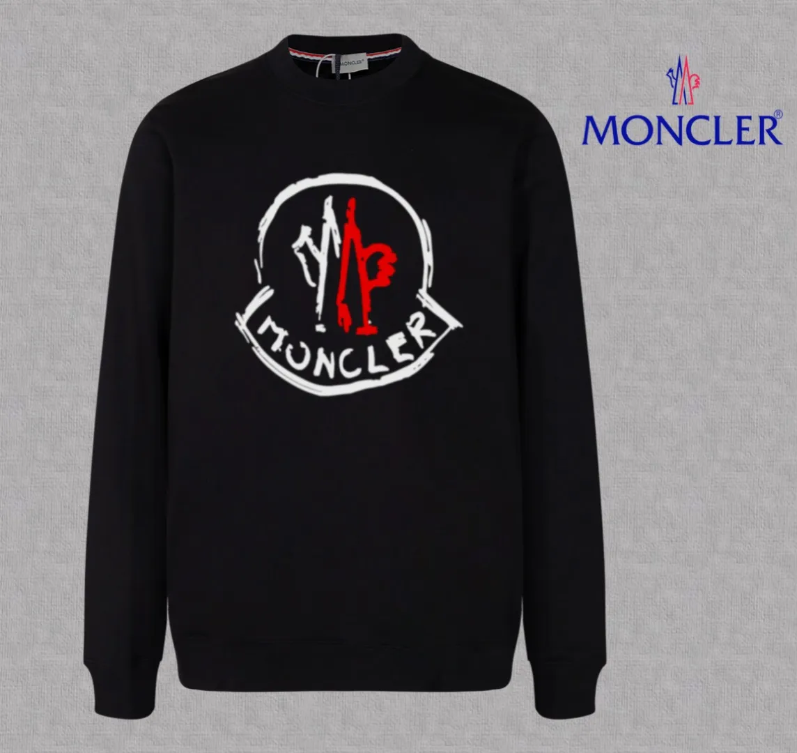 P210 High-version sweatshirt) [Long-term stock] 〖𝐌𝐎𝐍𝐂𝐋𝐄𝐑~Mask〗 Made of 440g heavy-weight fabric. It is different from the market currency. It can be matched with any variety and is properly handsome. 😎The whole dress is made of double waistcoats. The double waistcoats make the whole dress more three-dimensional. Not ordinary factories can do such fine work. 2025 Spring runway version of the T stage, on sale at the counter, round neck terry sweatshirt, high-end double-strand pure cotton, custom-made stretch ribs, dyed in the same vat, complete with three standards, matched with exquisite embroidered LOGO on the chest, simple and advanced, same style for men and women. Color: black, apricot, white, size: S M L XL 2XL