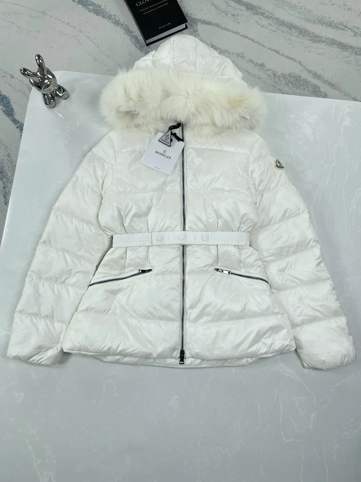 P970 (high version) Moncler-MONCLER Boed women's short waisted fur collar hooded down jacket Size:0-3