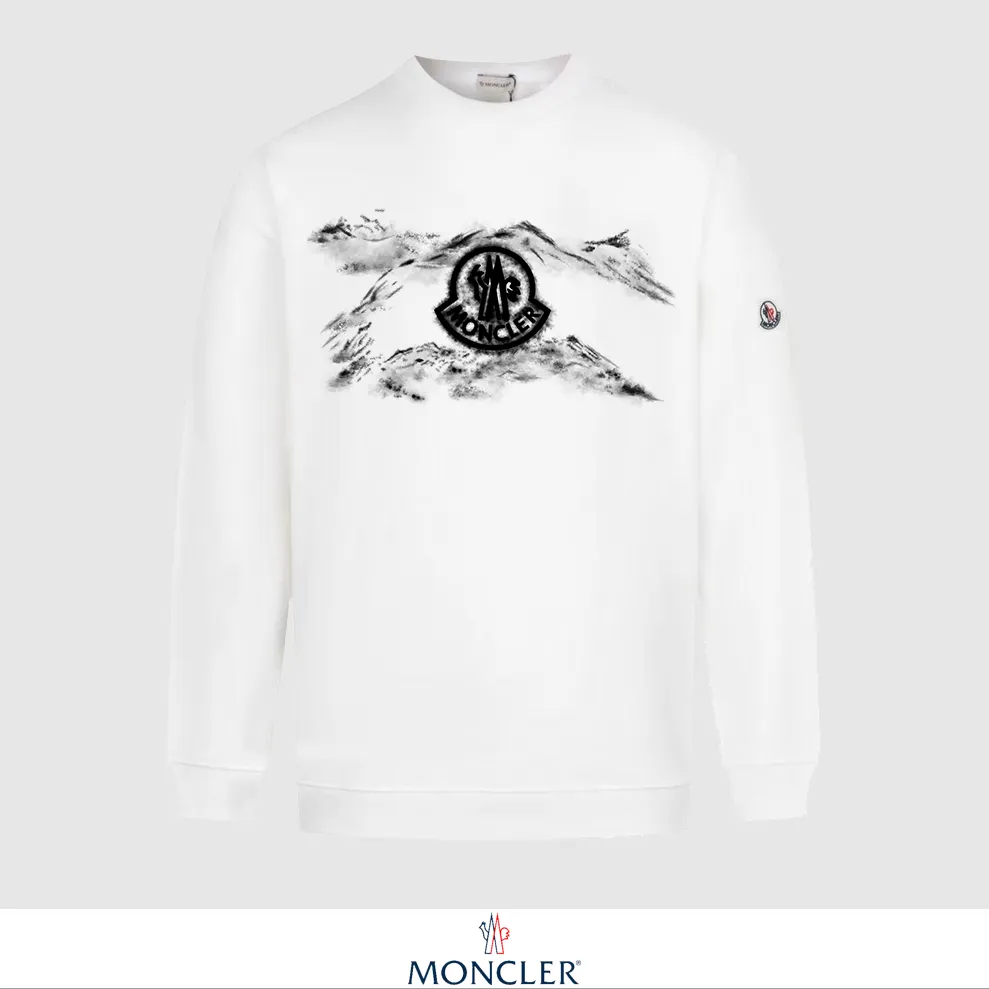 P240 Recommend the most popular Moncler masked 380g printed terry crew neck sweatshirt. Breathable pure cotton fabric. The texture is very soft and comfortable. No shrinkage, no deformation, no pilling). Original customized accessories. Collar label. Wash mark. Hang tag. Packaging (perfect details). Color: White. Black. Size: XS S M L.