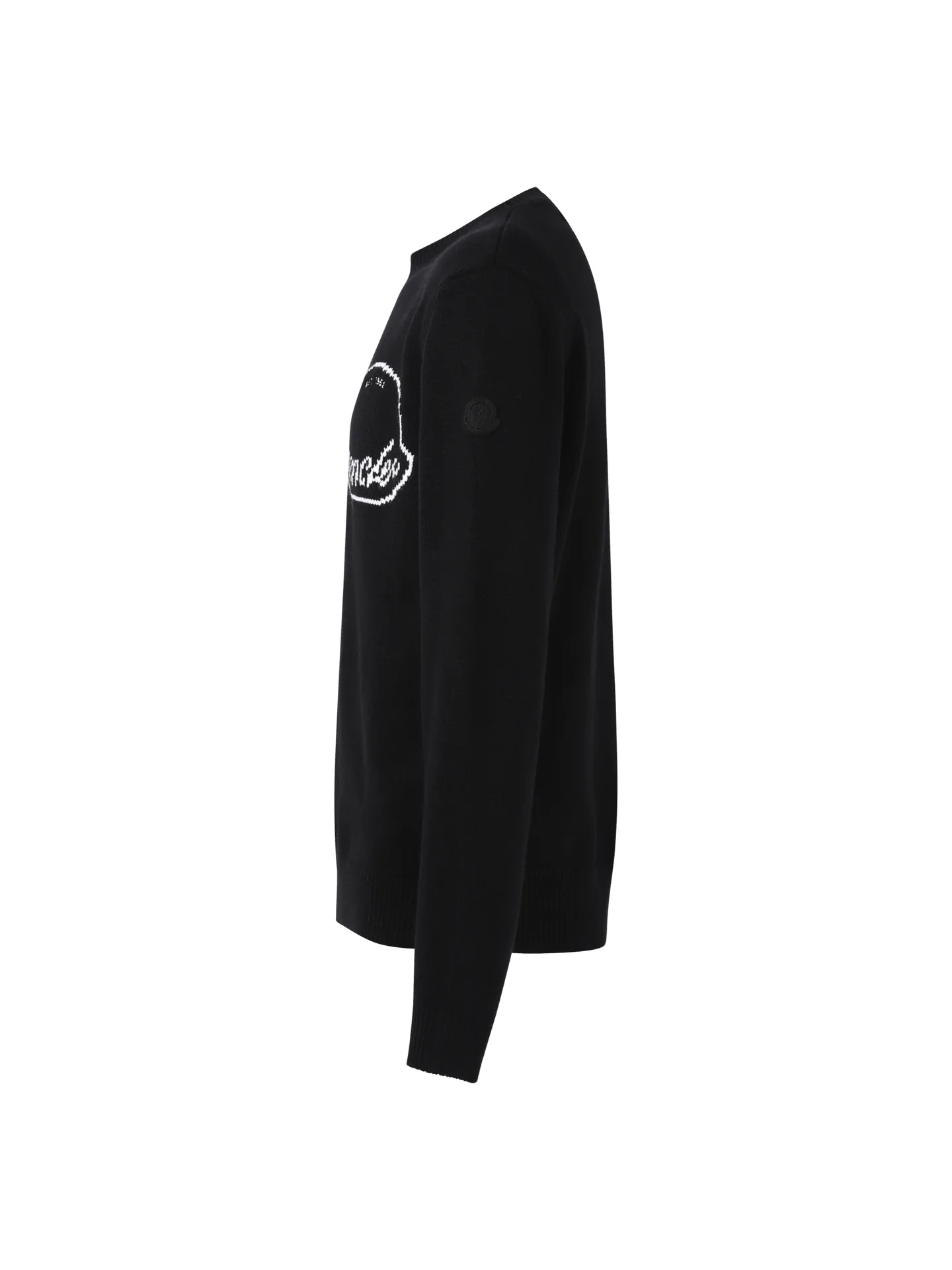 P430 White background] MONCLER/Mask embroidered logo round neck long-sleeved sweater [Ready stock] S M L
