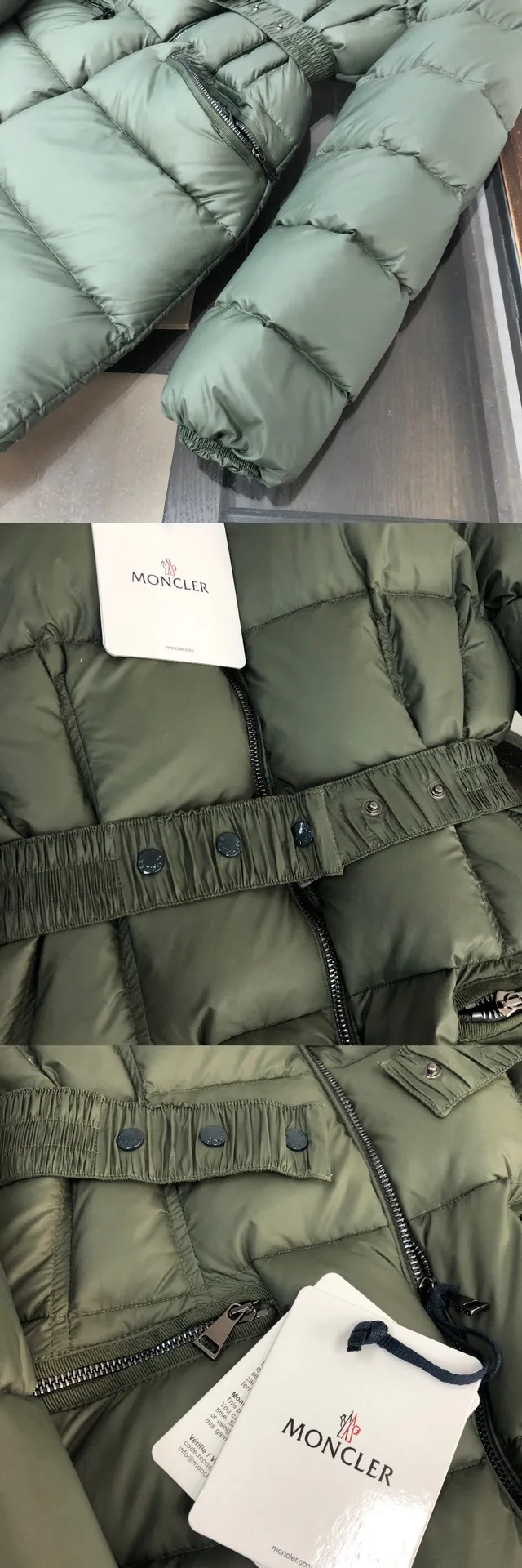 P1080 ——————Women's model💚💚💚 MONCLER Mouth-covered mid-length down jacket Women's hooded down jacket, original version 1:1, with an elastic waistband at the back, plus a color-matching movable belt, the fabric is soft and comfortable, 90 velvet has good fluffiness, slim cut, the upper body is light and neat, warm and not bloated ✨Supports NFC chip verification👍 Real shot of oversized fox fur collar 👇 Color: black, green Size: 1234 (shipped next day)