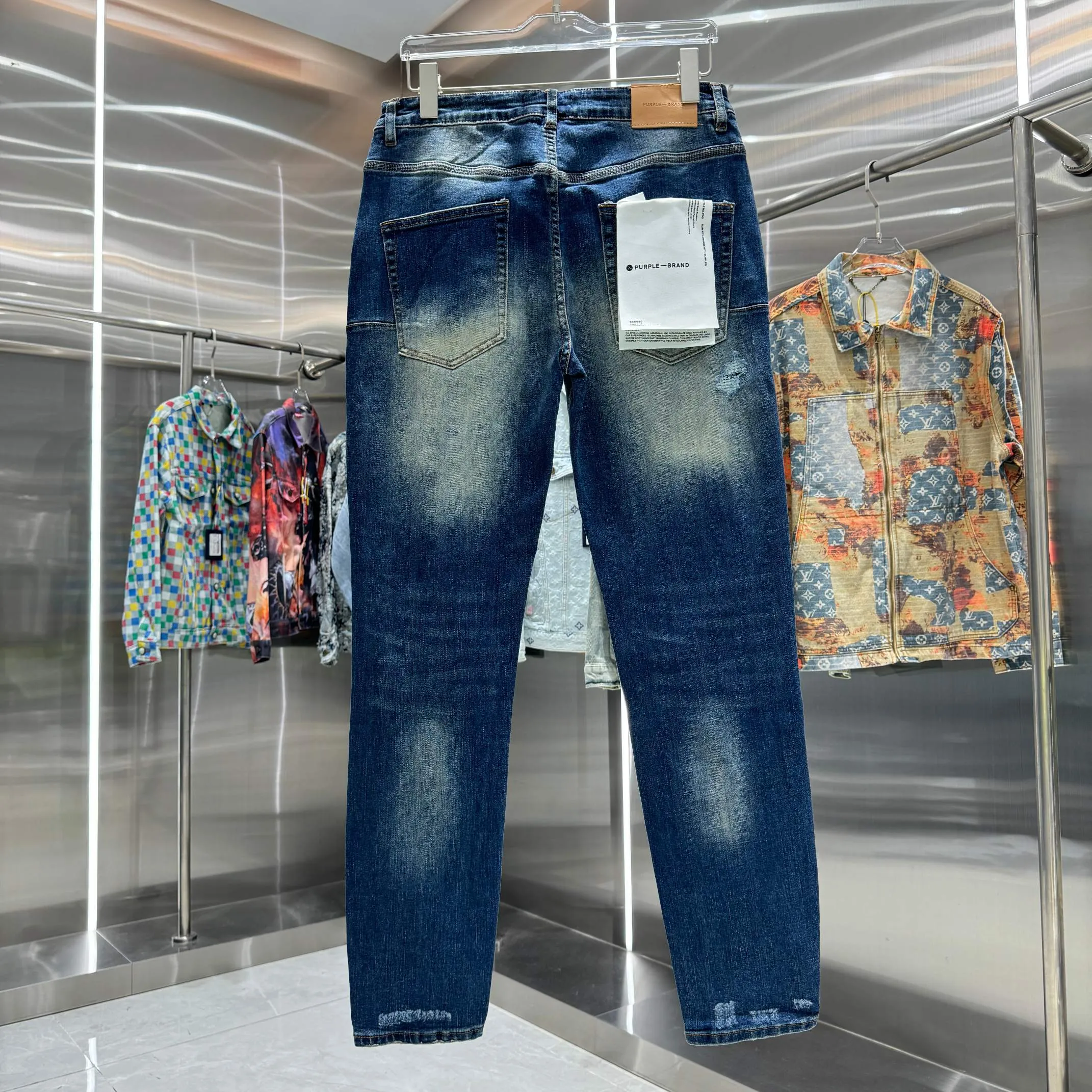 🅿️310 Purple Brand ripped craft street fashion slim fit stretch jeans color dark blue size 30 32 34 36 38
