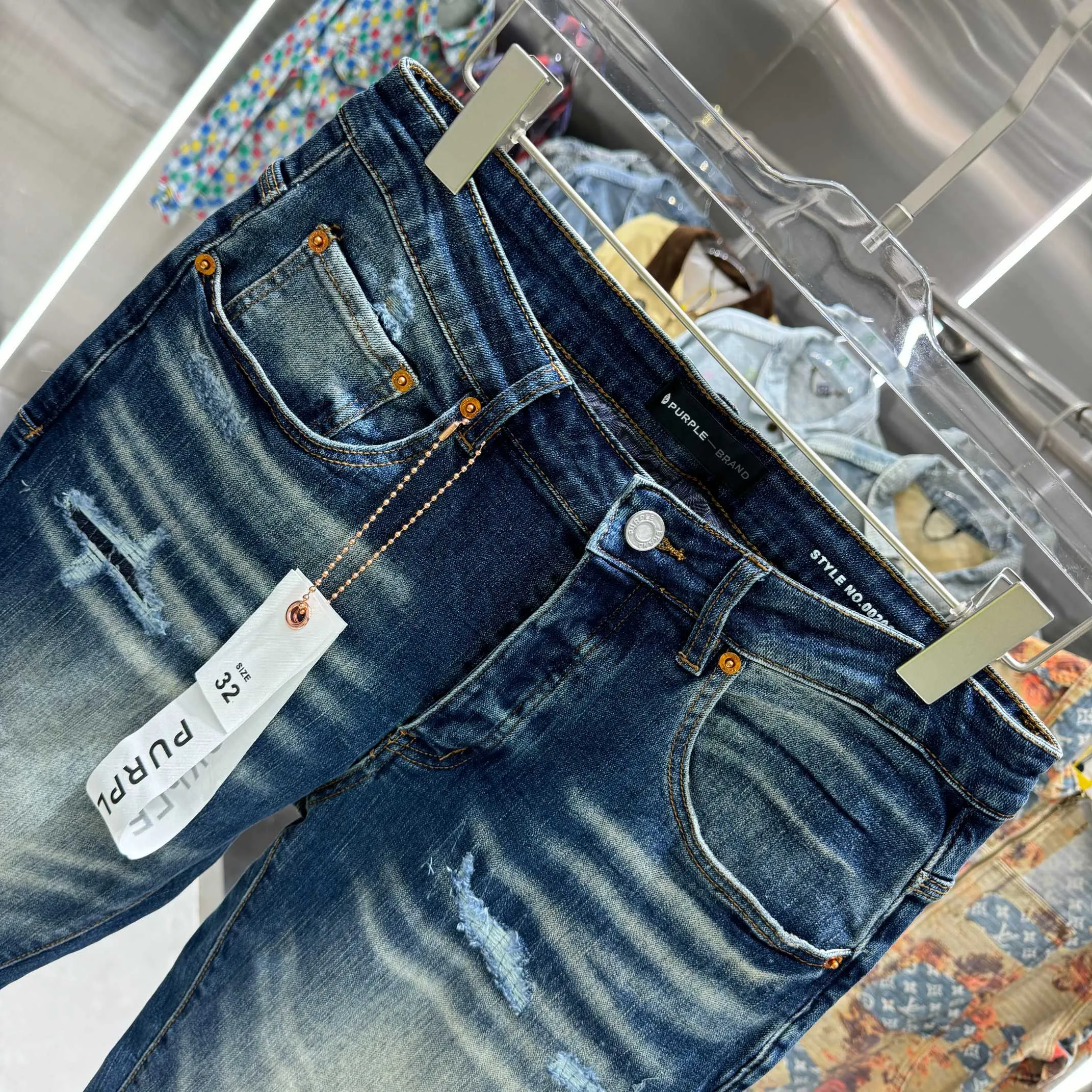 🅿️310 Purple Brand ripped craft street fashion slim fit stretch jeans color dark blue size 30 32 34 36 38