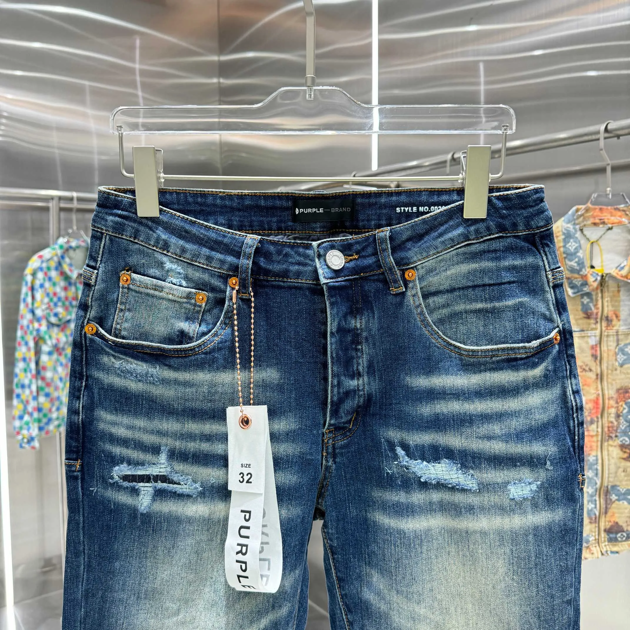 🅿️310 Purple Brand ripped craft street fashion slim fit stretch jeans color dark blue size 30 32 34 36 38