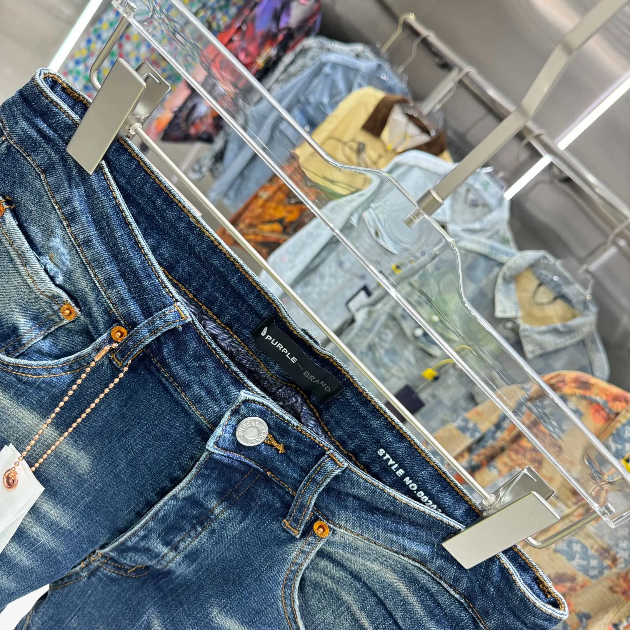 🅿️310 Purple Brand ripped craft street fashion slim fit stretch jeans color dark blue size 30 32 34 36 38