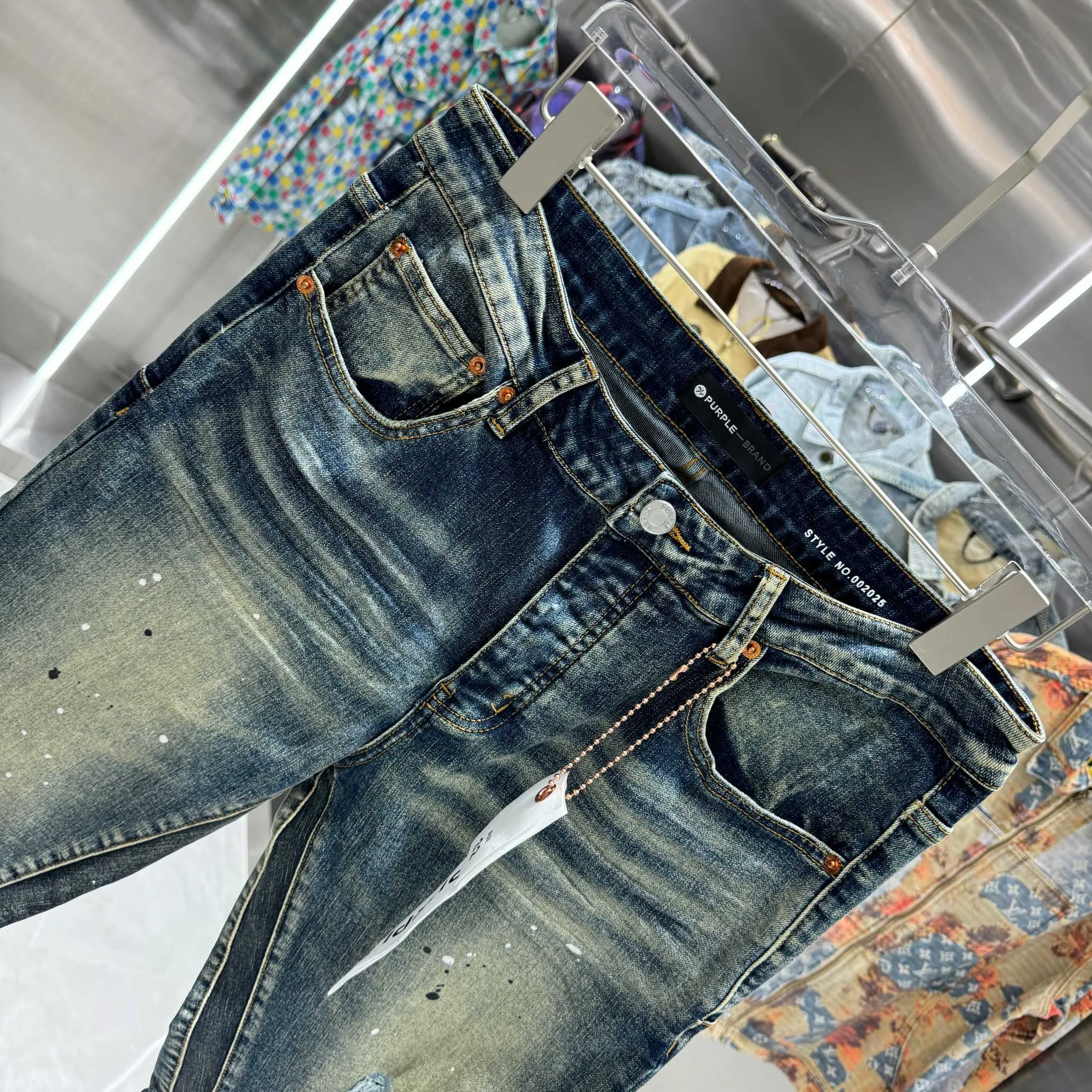 🅿️310 Purple Brand ripped graffiti craft street fashion style micro-flared stretch jeans Color Picture Color Size 30 32 34 36 38