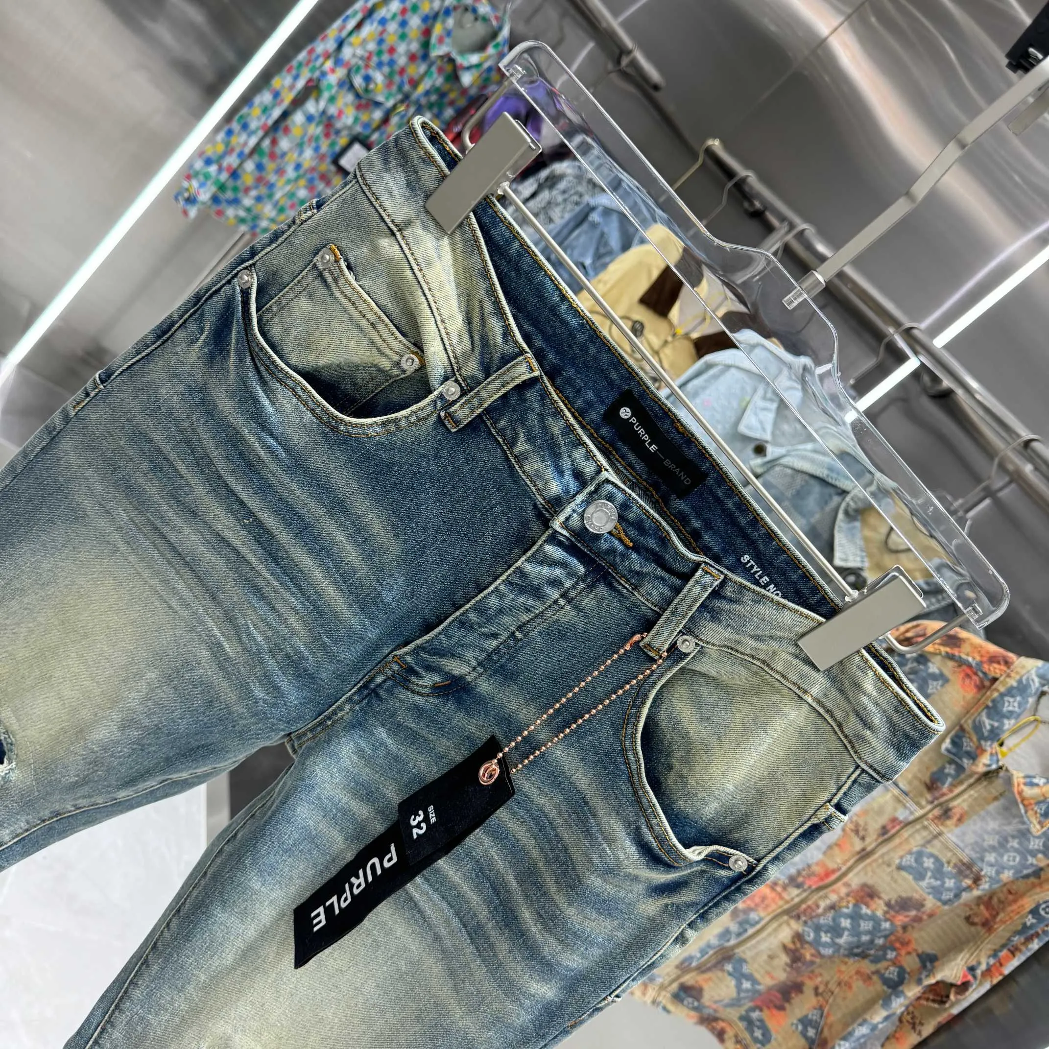 🅿️310 Purple Brand ripped craft street style micro-flared stretch jeans Color Blue Size 30 32 34 36 38
