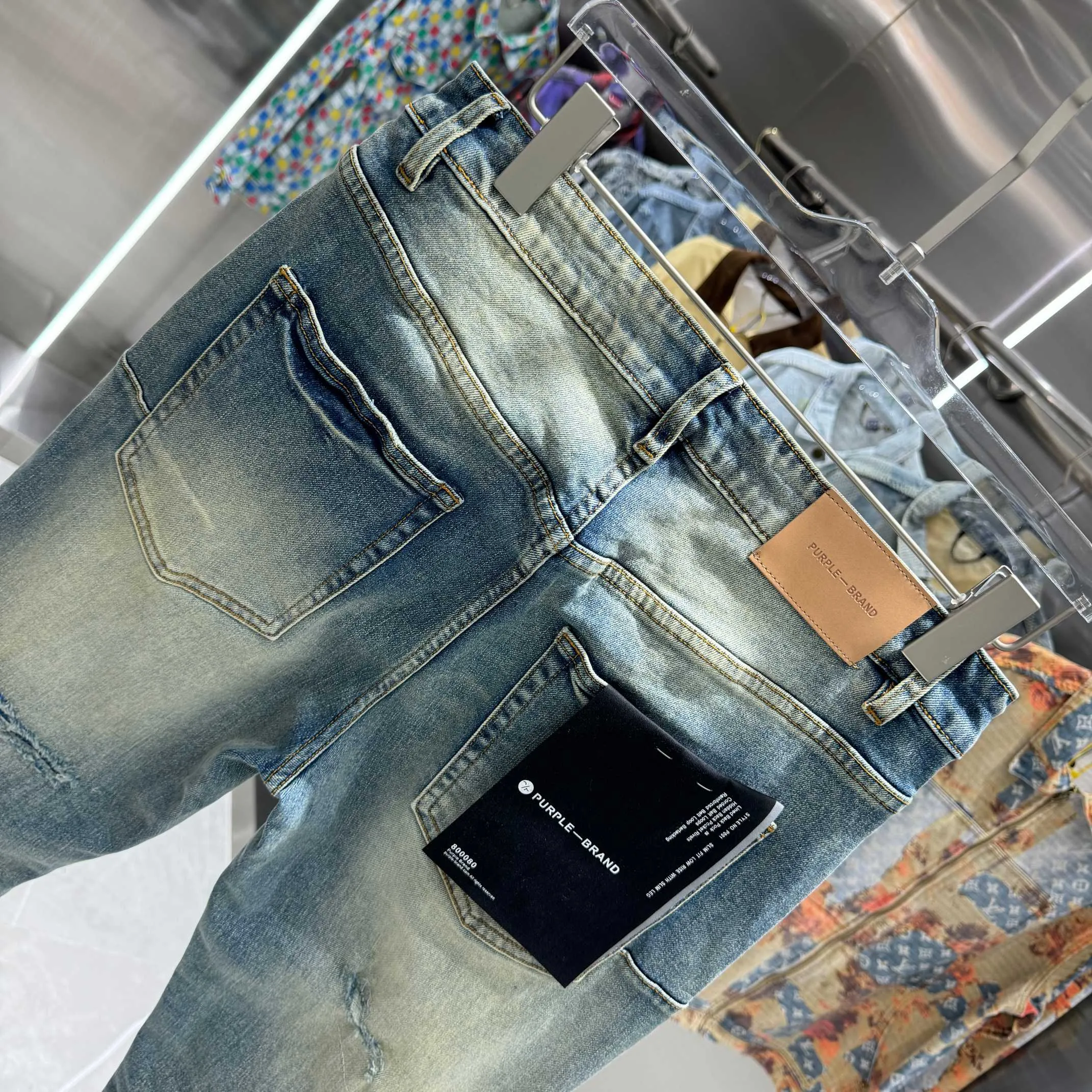 🅿️310 Purple Brand ripped craft street style micro-flared stretch jeans Color Blue Size 30 32 34 36 38