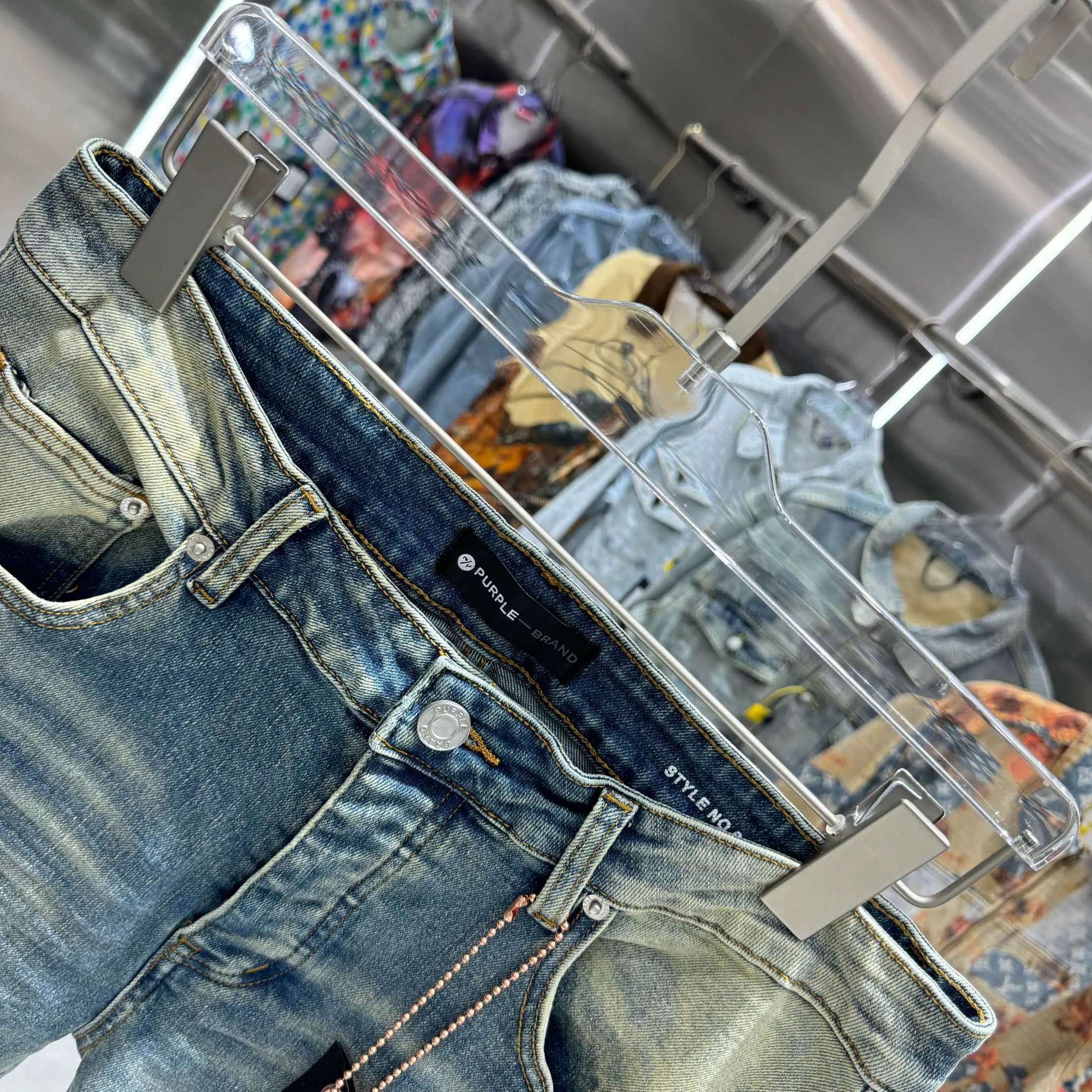 🅿️310 Purple Brand ripped craft street style micro-flared stretch jeans Color Blue Size 30 32 34 36 38