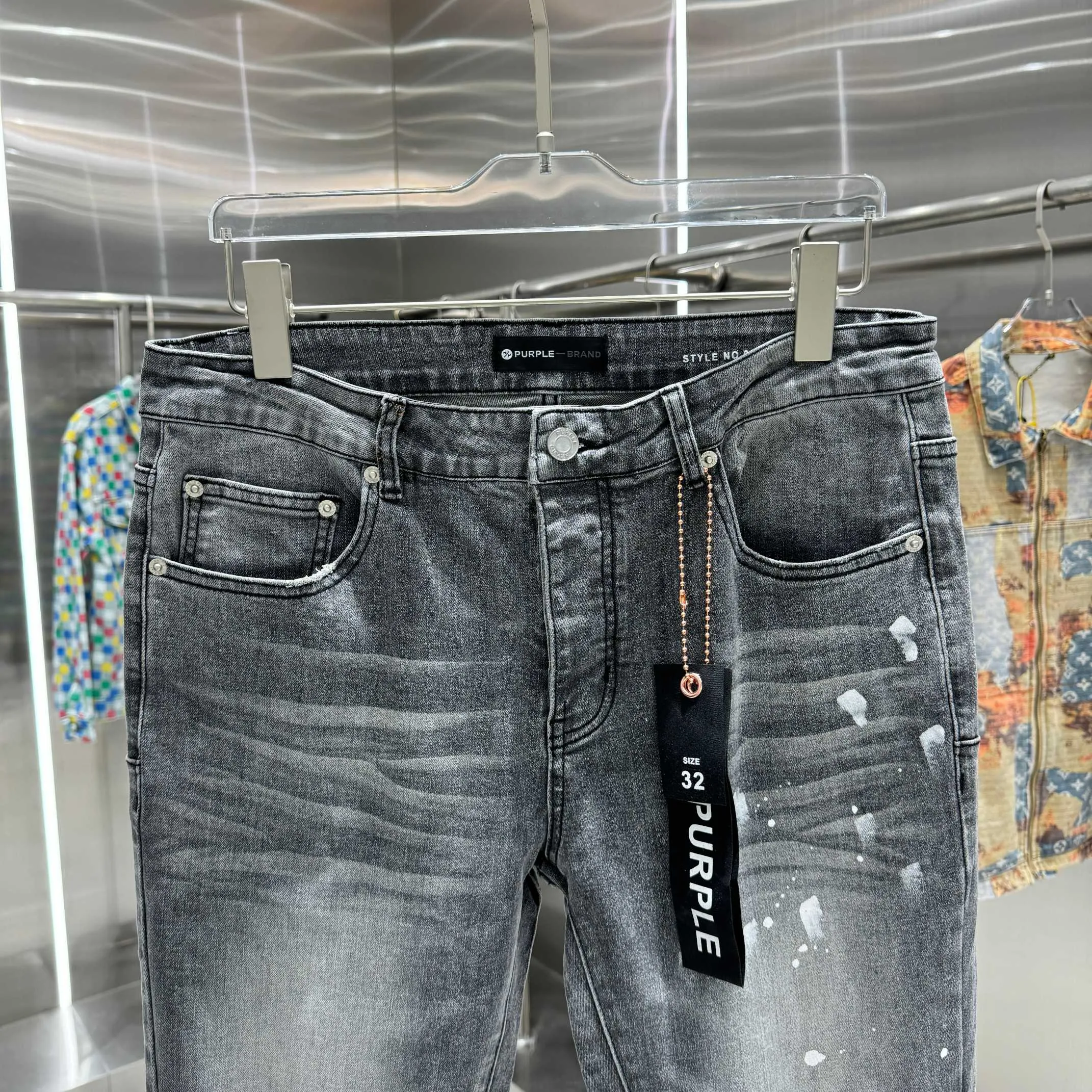 🅿️310 Purple Brand ripped graffiti craft street trend style micro-flared stretch jeans Color Black Size 30 32 34 36 38