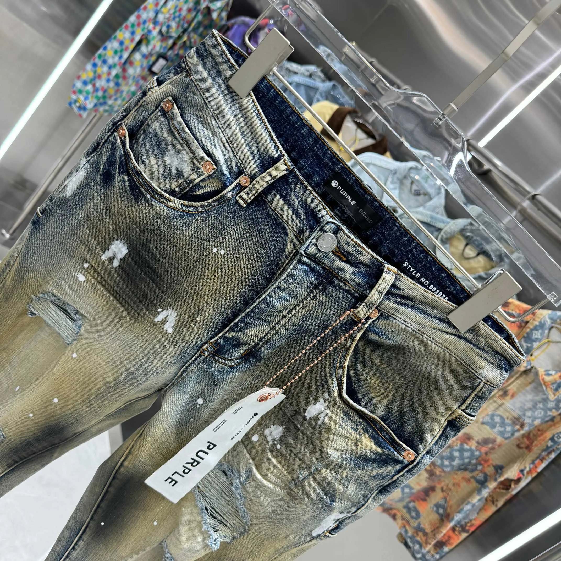 🅿️310 Purple Brand washed hole graffiti craft street fashion slim fit stretch jeans color picture color code number 30 32 34 36 38