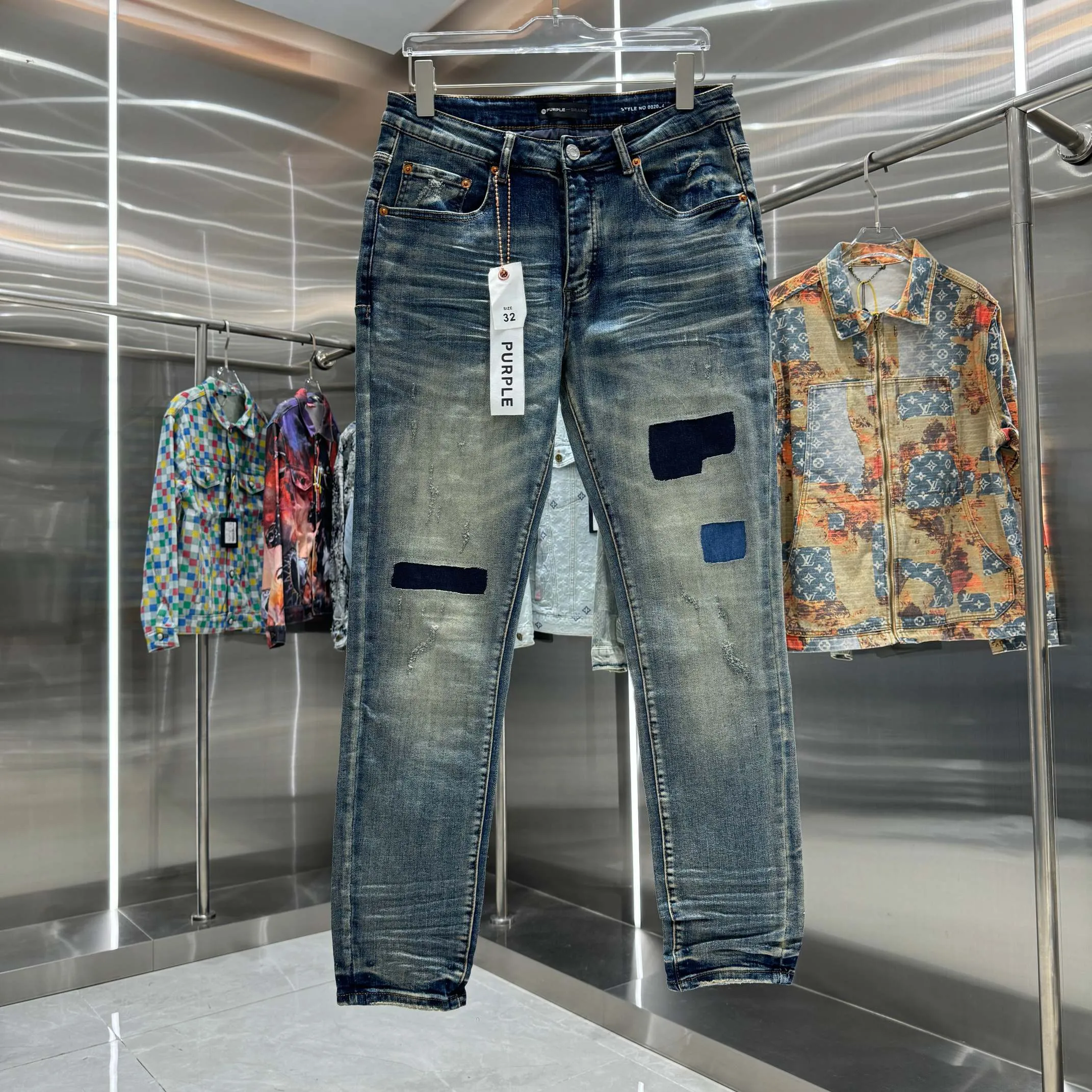 🅿️310 Purple Brand ripped craft street fashion slim fit stretch jeans color blue code number 30 32 34 36 38