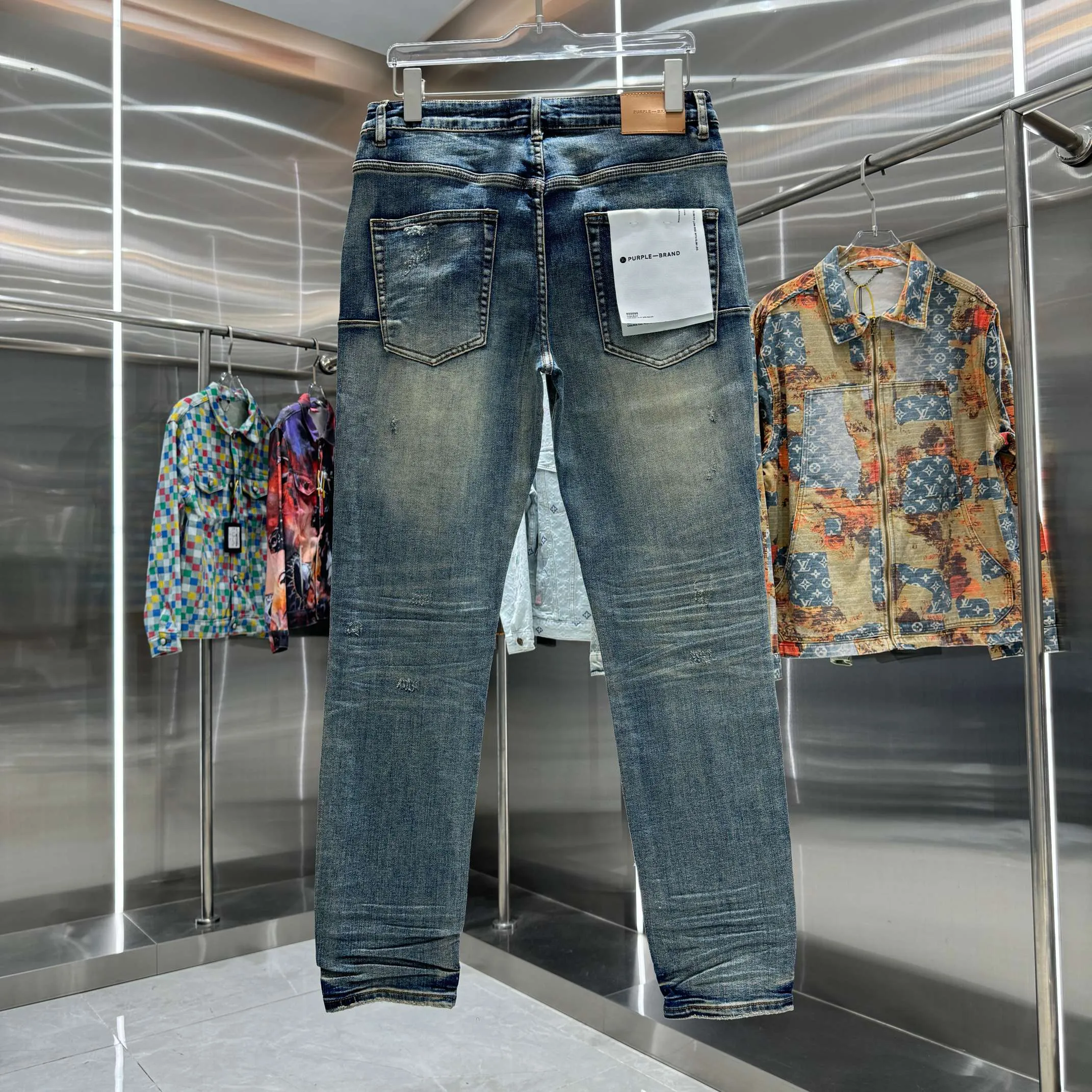 🅿️310 Purple Brand ripped craft street fashion slim fit stretch jeans color blue code number 30 32 34 36 38