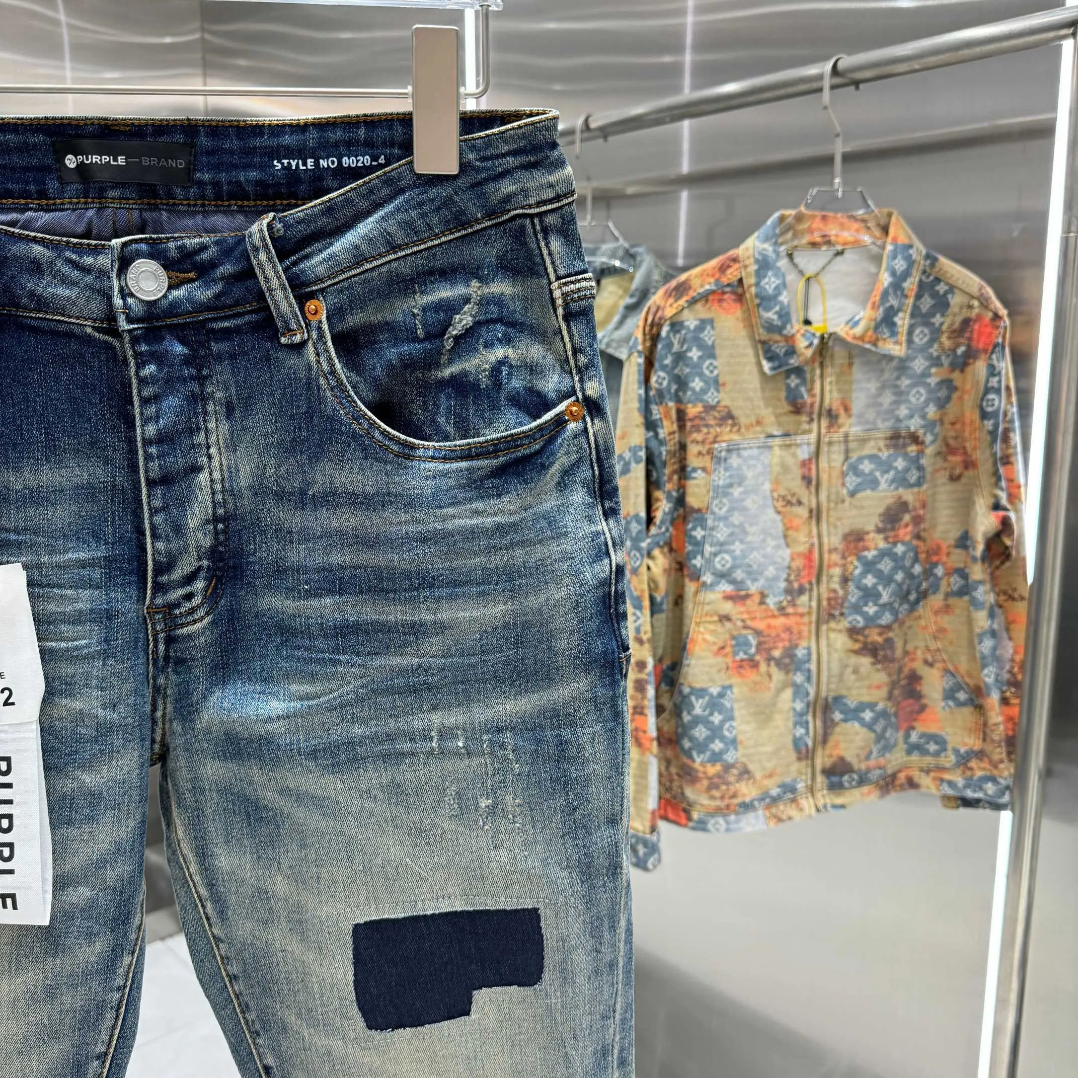 🅿️310 Purple Brand ripped craft street fashion slim fit stretch jeans color blue code number 30 32 34 36 38