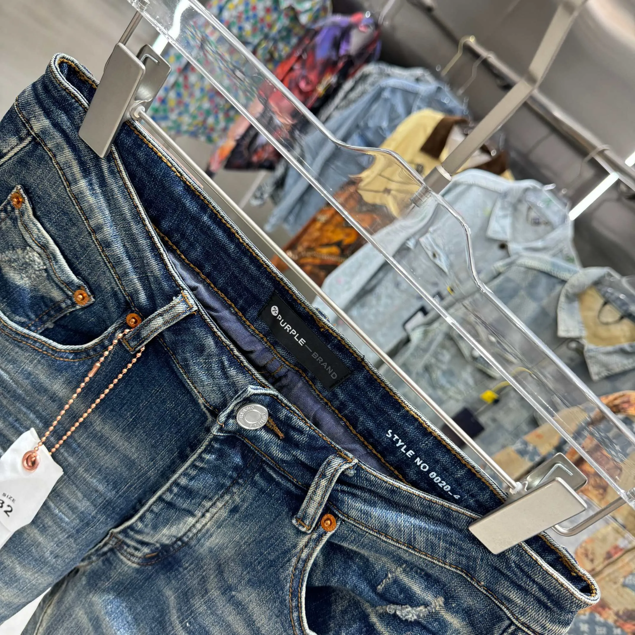 🅿️310 Purple Brand ripped craft street fashion slim fit stretch jeans color blue code number 30 32 34 36 38