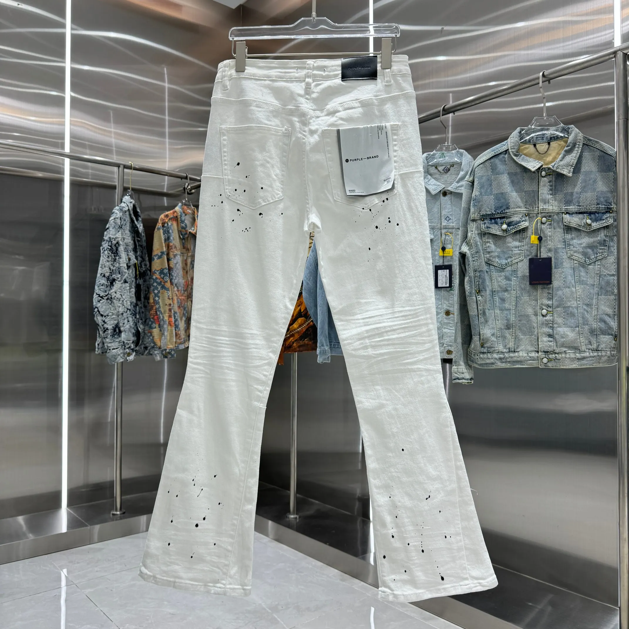 🅿️310 Purple Brand graffiti ripped street style micro-flared stretch jeans Color White Size 30 32 34 36 38