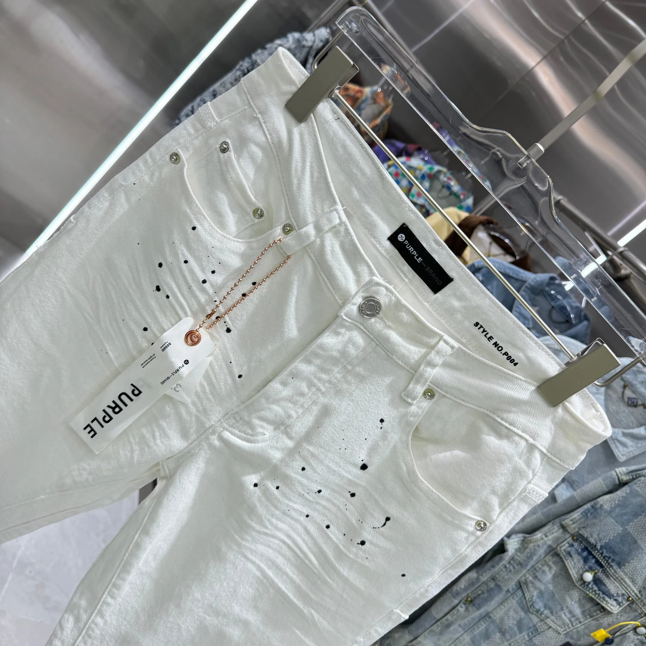 🅿️310 Purple Brand graffiti ripped street style micro-flared stretch jeans Color White Size 30 32 34 36 38
