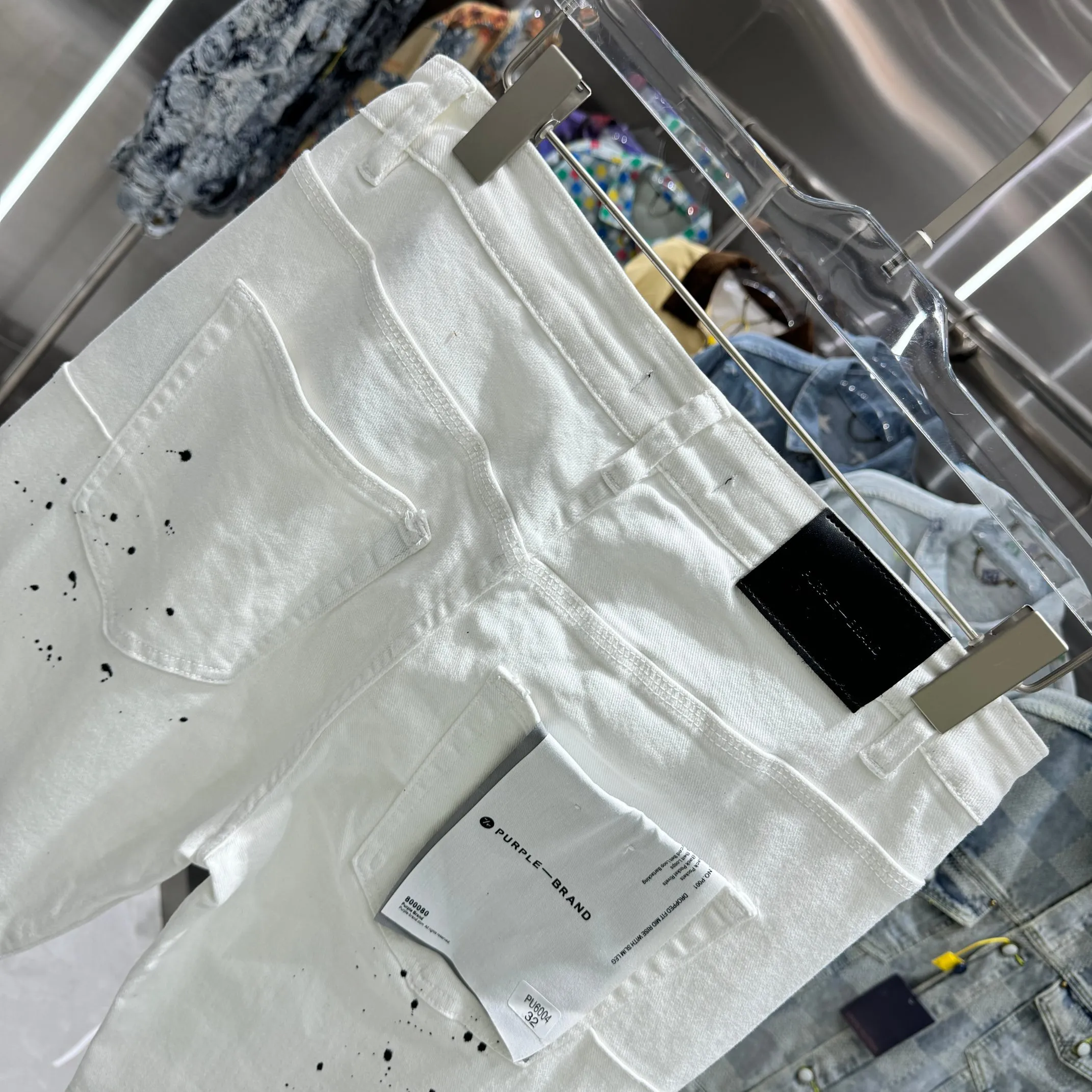 🅿️310 Purple Brand graffiti ripped street style micro-flared stretch jeans Color White Size 30 32 34 36 38