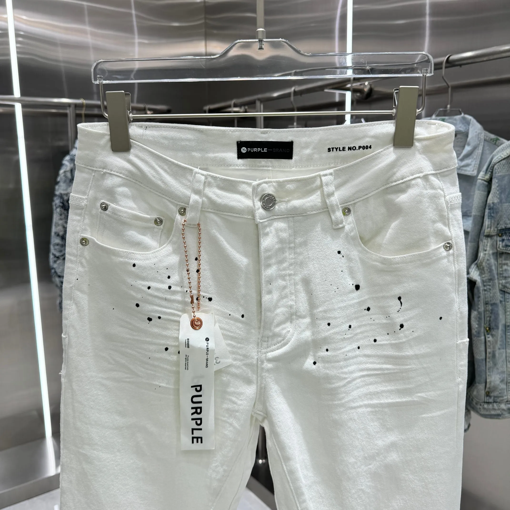 🅿️310 Purple Brand graffiti ripped street style micro-flared stretch jeans Color White Size 30 32 34 36 38