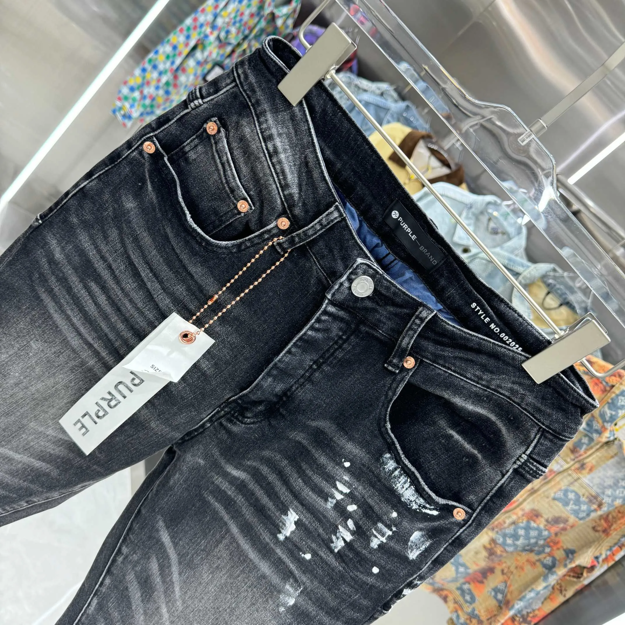 🅿️310 Purple Brand ripped graffiti craft street fashion slim fit stretch jeans Color Black Size 30 32 34 36 38