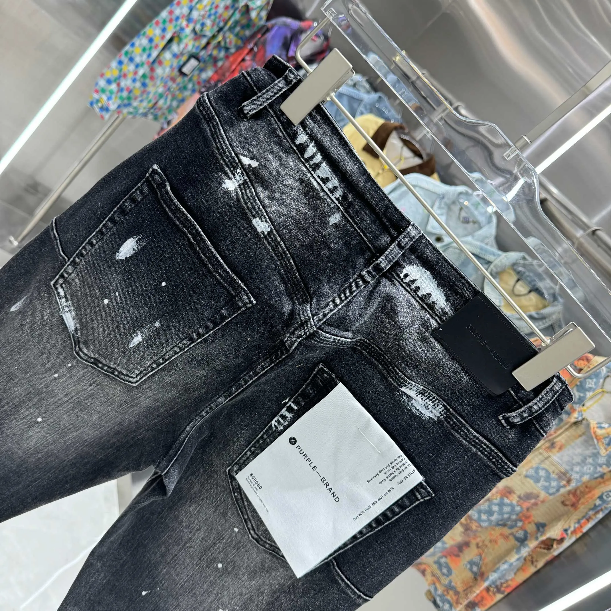 🅿️310 Purple Brand ripped graffiti craft street fashion slim fit stretch jeans Color Black Size 30 32 34 36 38