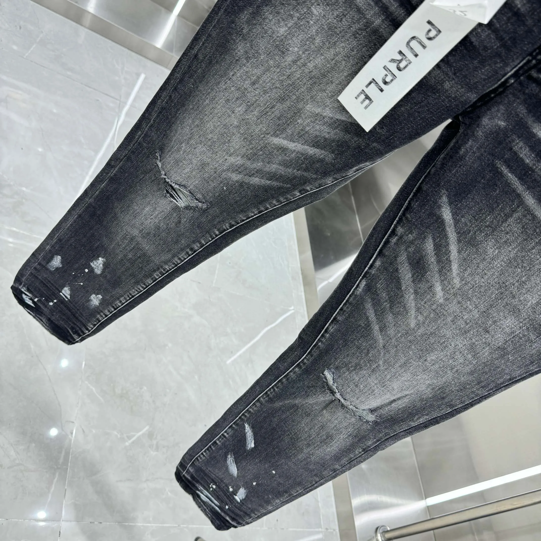 🅿️310 Purple Brand ripped graffiti craft street fashion slim fit stretch jeans Color Black Size 30 32 34 36 38