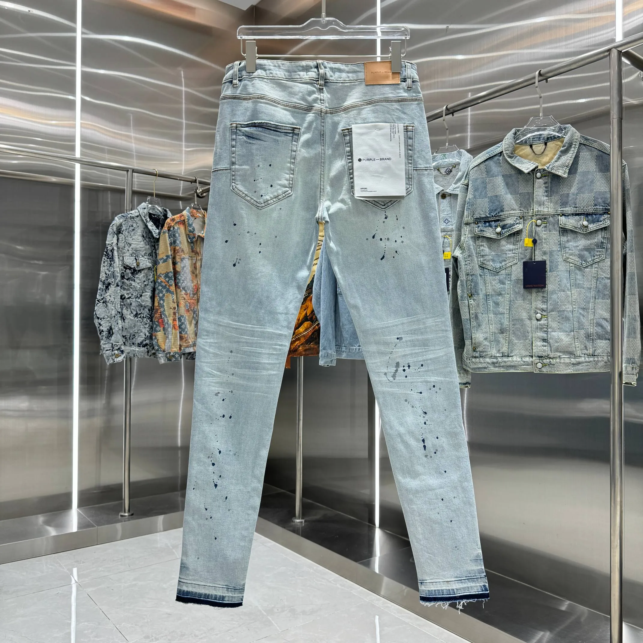🅿️310 Purple Brand graffiti street trend slim fit stretch jeans color light blue size 30 32 34 36 38