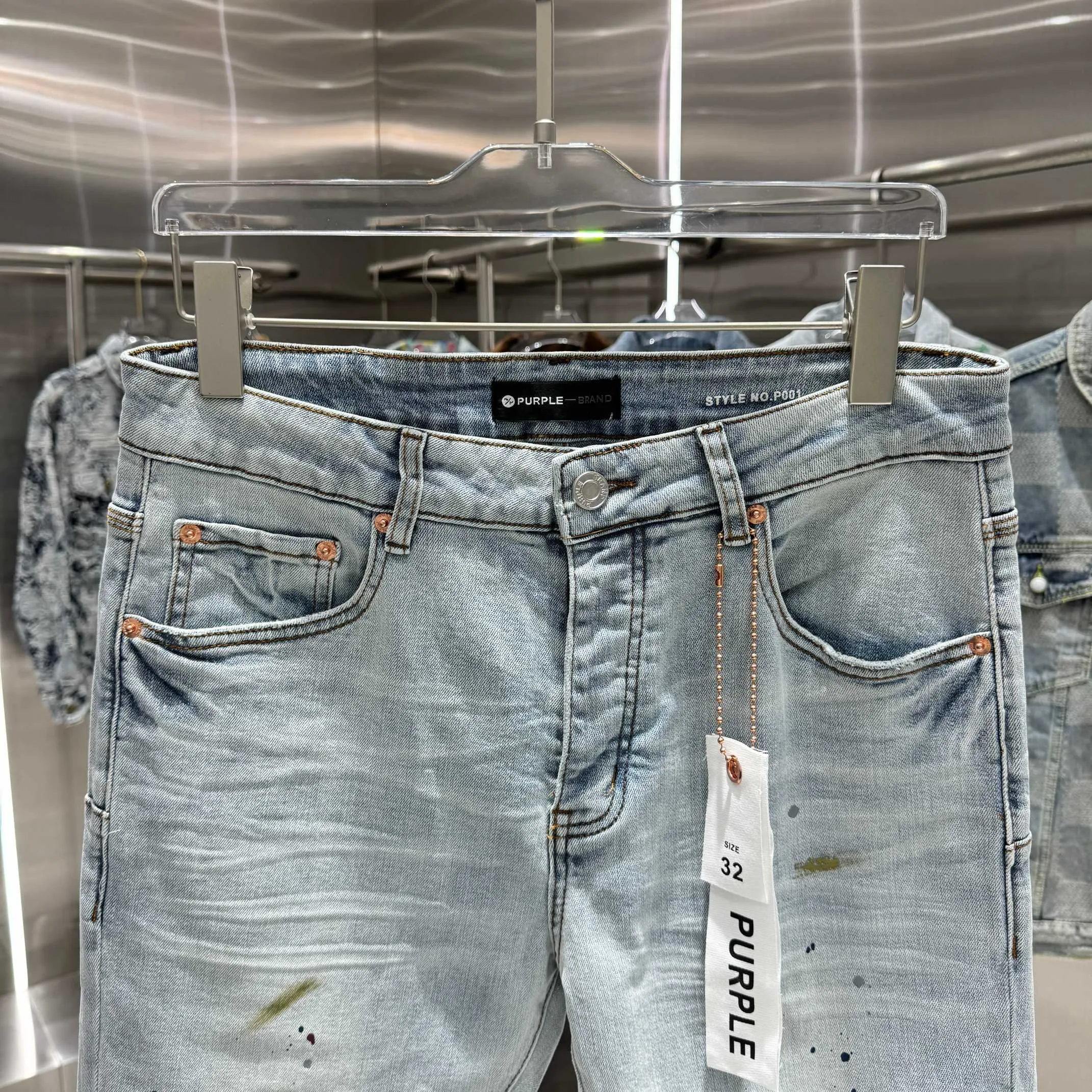 🅿️310 Purple Brand graffiti street trend slim fit stretch jeans color light blue size 30 32 34 36 38