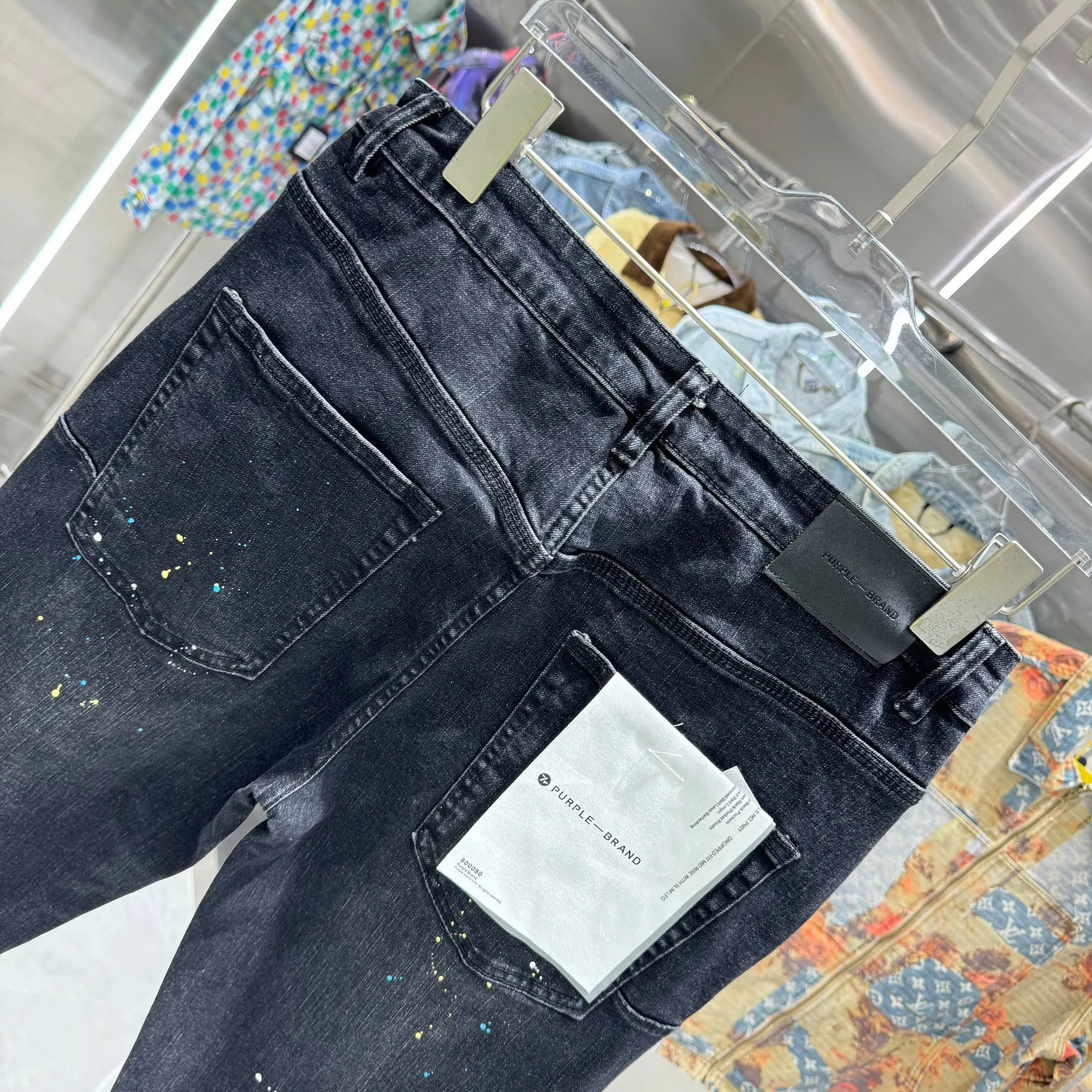 🅿️310 Purple Brand ripped graffiti craft street fashion slim fit stretch jeans Color Black Size 30 32 34 36 38
