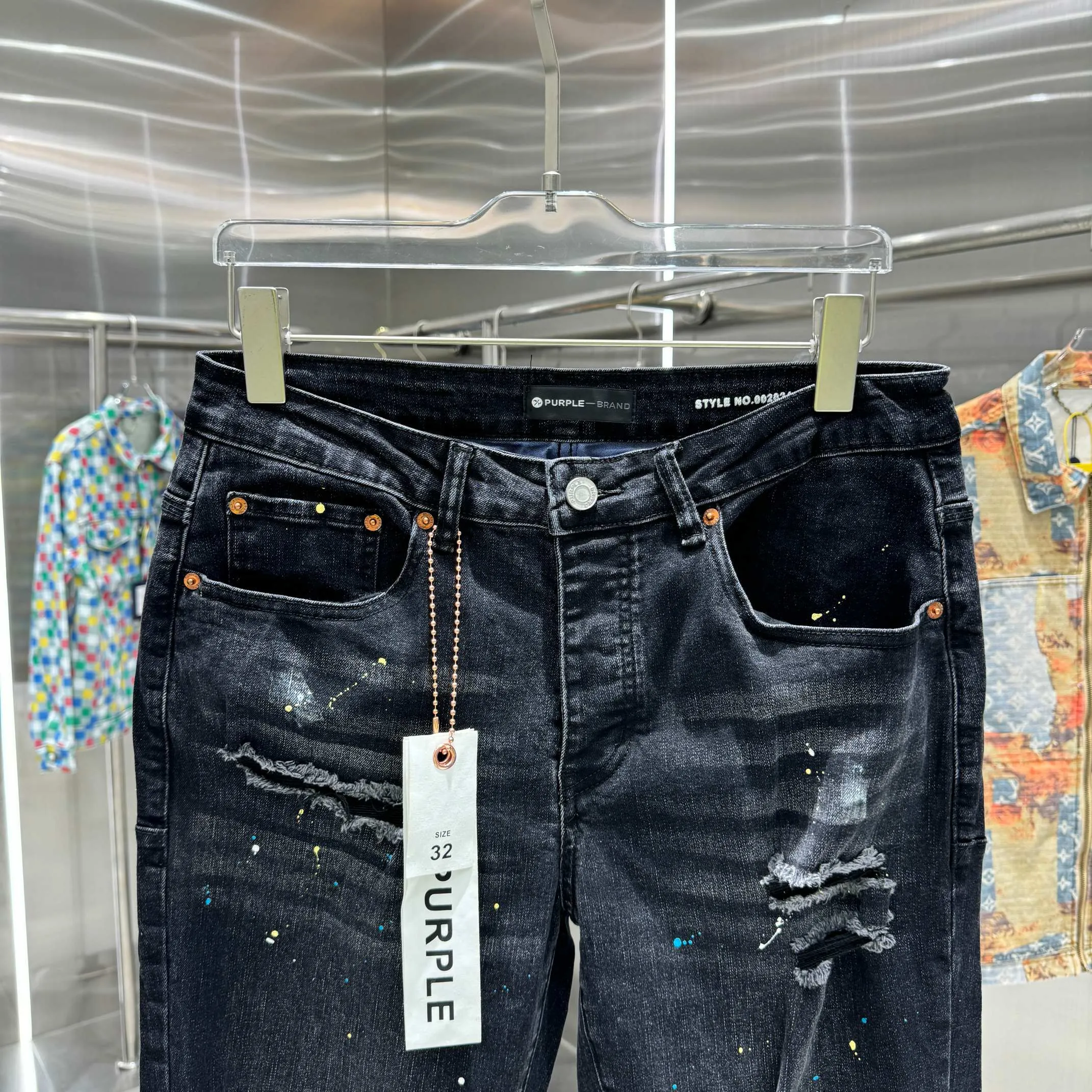 🅿️310 Purple Brand ripped graffiti craft street fashion slim fit stretch jeans Color Black Size 30 32 34 36 38