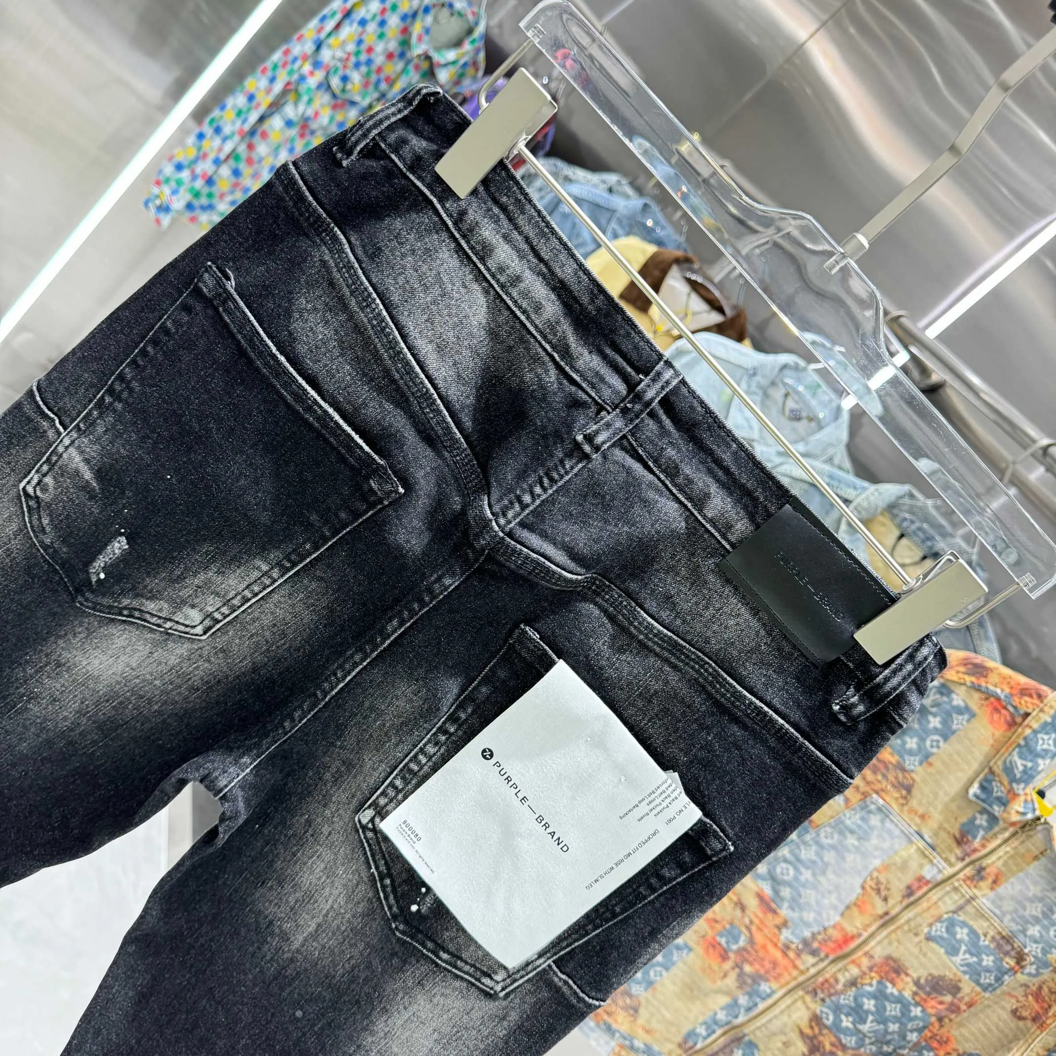 🅿️310 Purple Brand ripped graffiti craft street fashion slim fit stretch jeans Color Black Size 30 32 34 36 38
