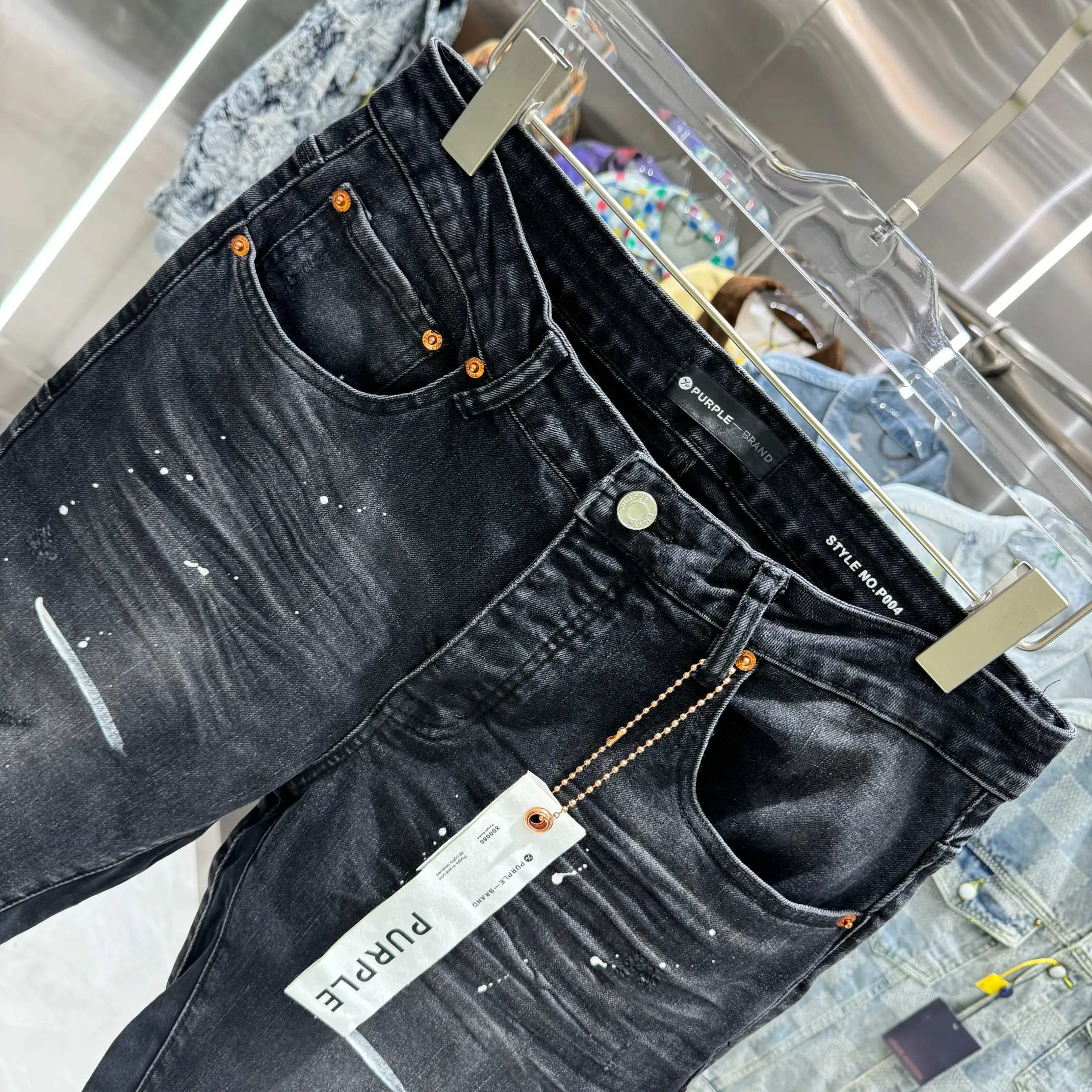 🅿️310 Purple Brand graffiti street style micro-flared stretch jeans Color Black Size 30 32 34 36 38