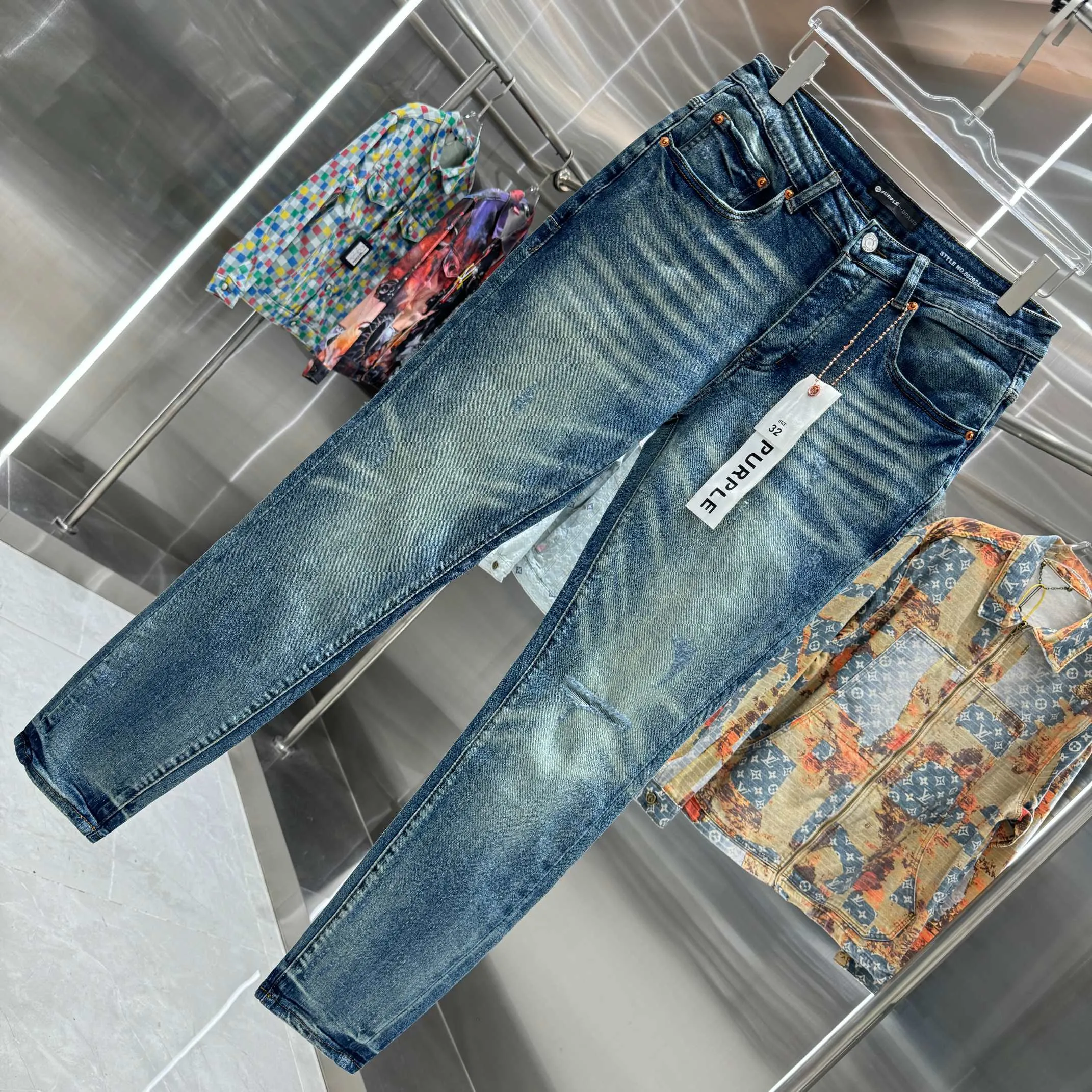 🅿️310 Purple Brand ripped craft street fashion slim fit stretch jeans color blue code number 30 32 34 36 38