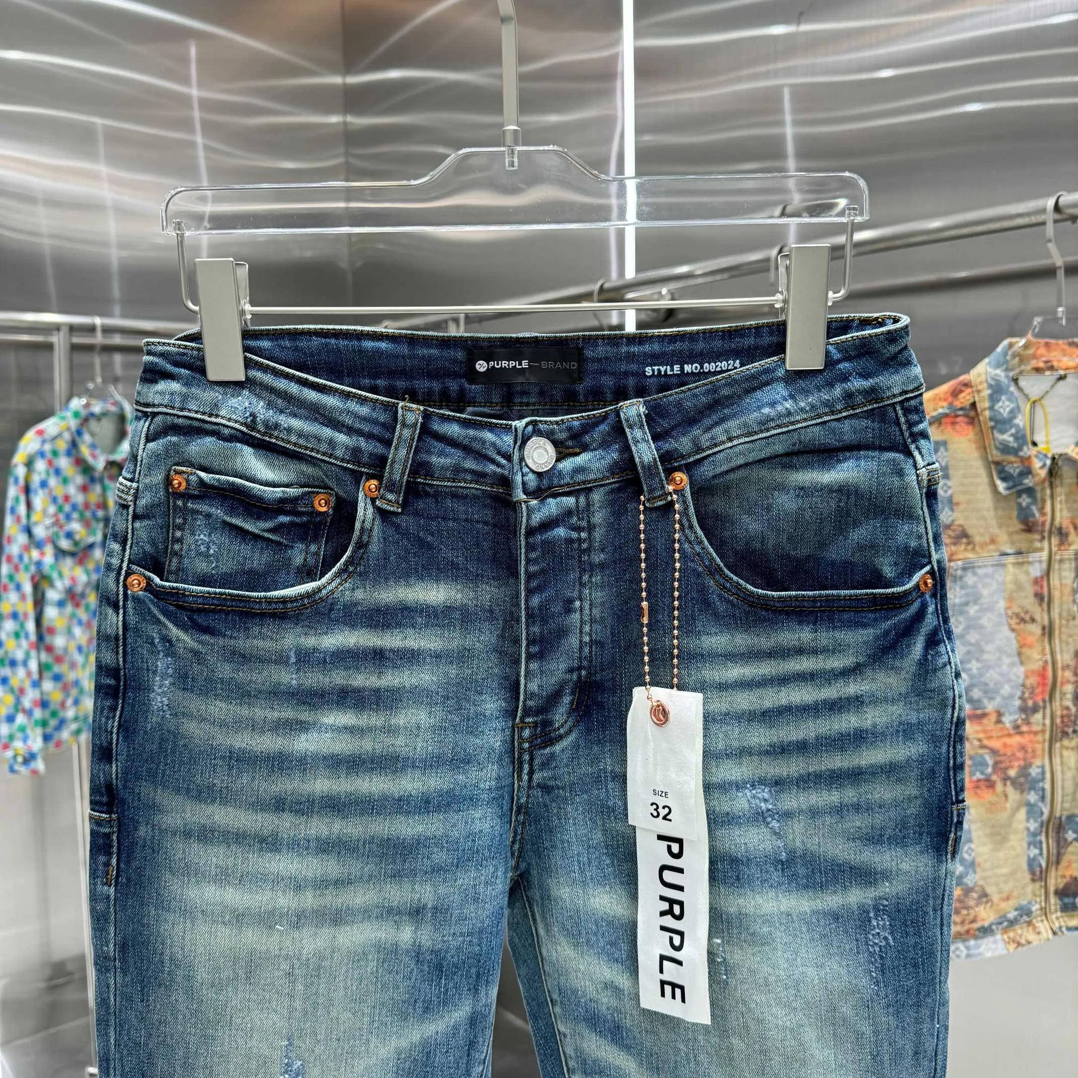 🅿️310 Purple Brand ripped craft street fashion slim fit stretch jeans color blue code number 30 32 34 36 38