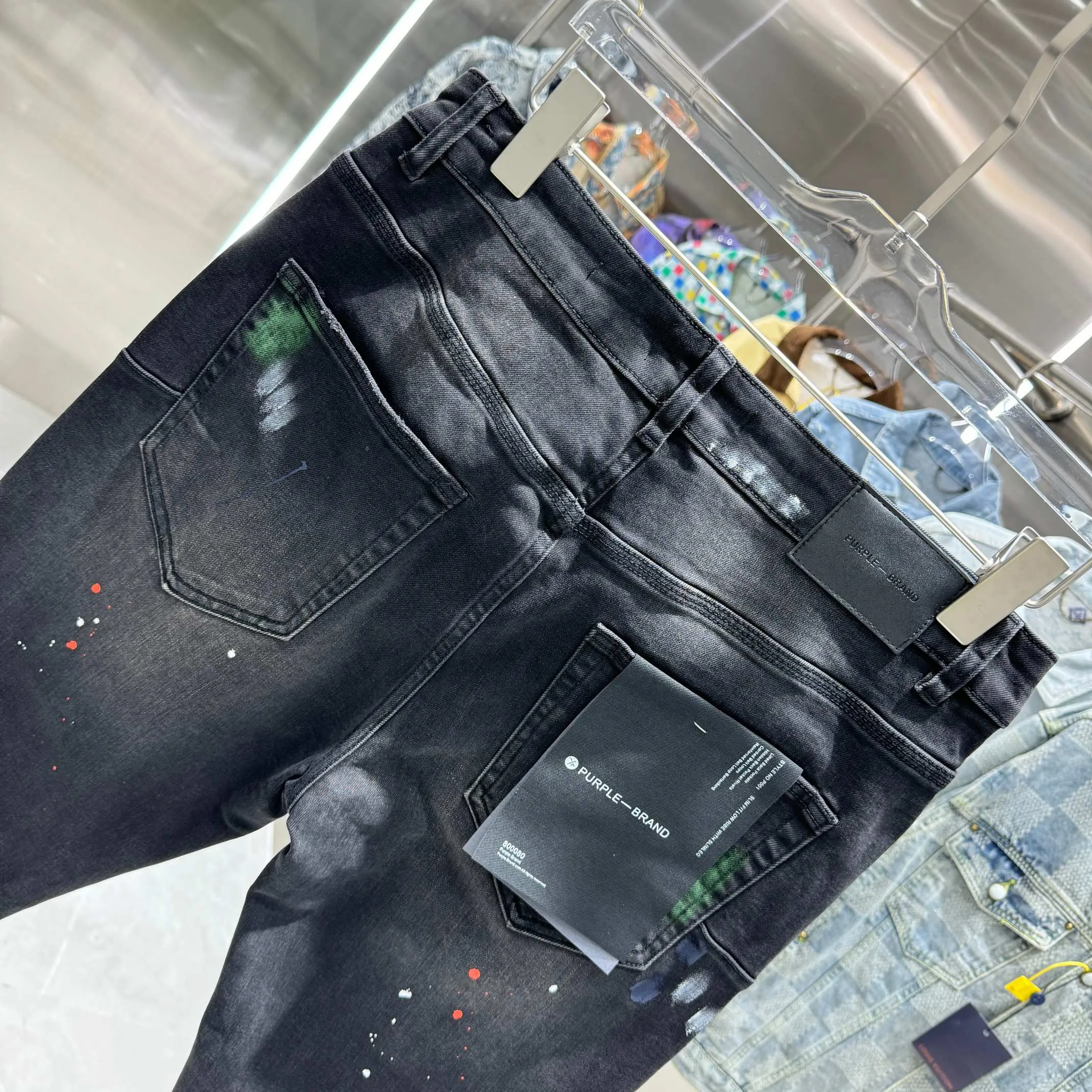 🅿️310 Purple Brand ripped graffiti craft street fashion slim fit stretch jeans Color Black Size 30 32 34 36 38