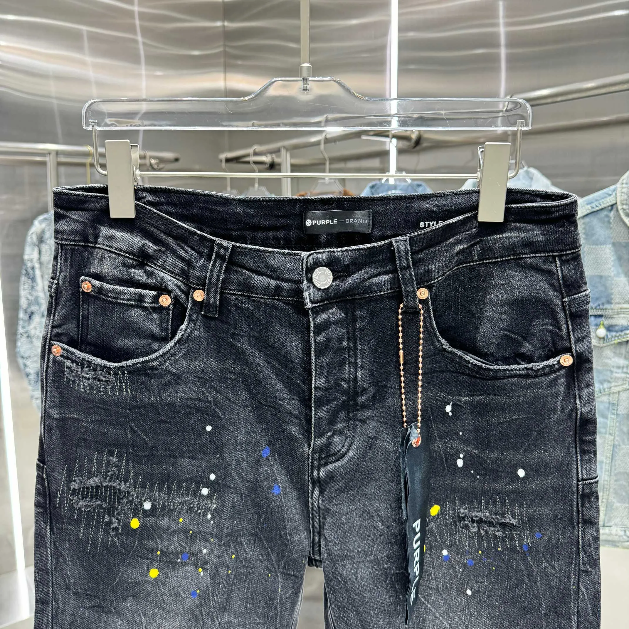 🅿️310 Purple Brand ripped graffiti craft street fashion slim fit stretch jeans Color Black Size 30 32 34 36 38